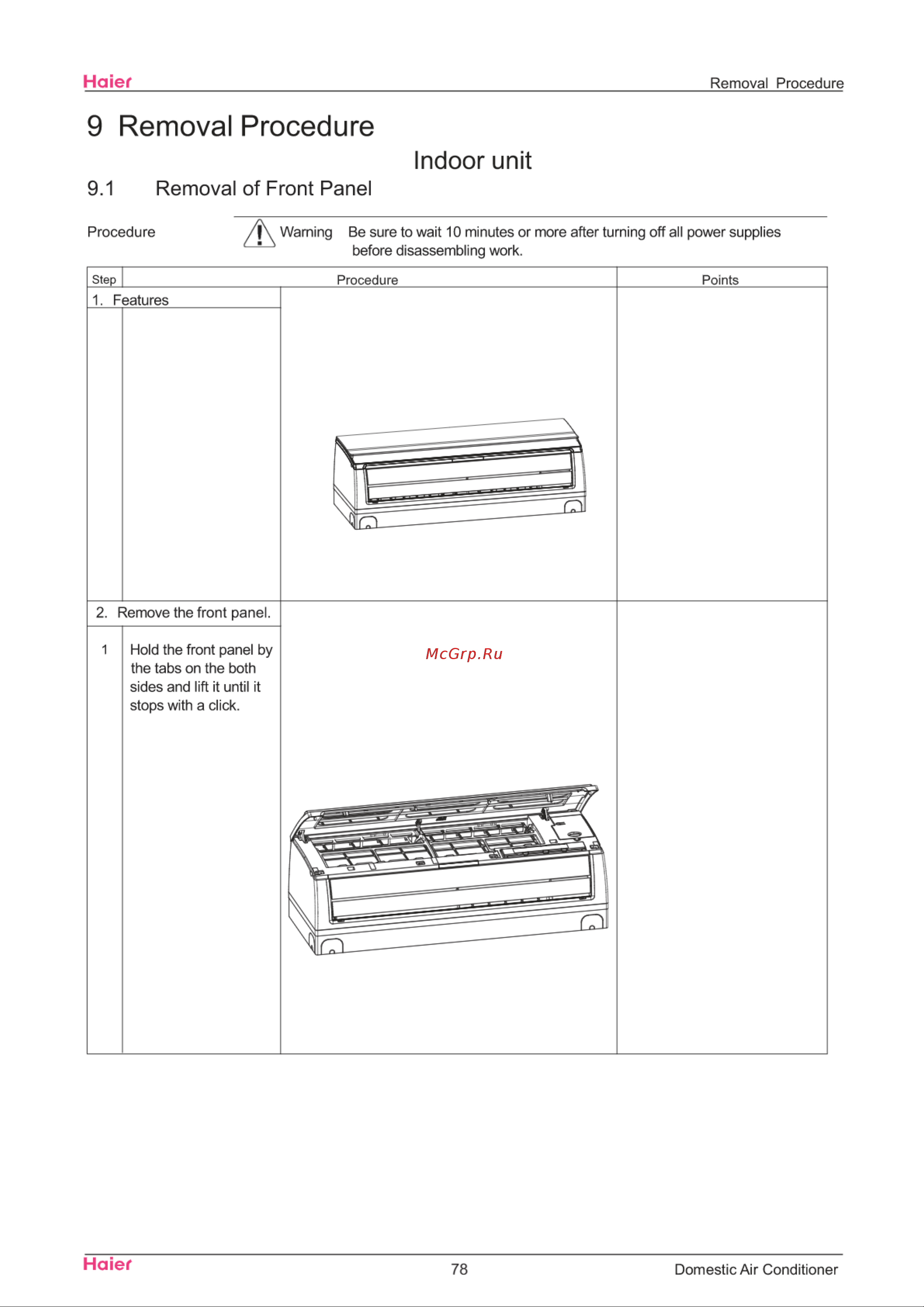 Haier AS12SH1ERA [81/109] Removal procedure