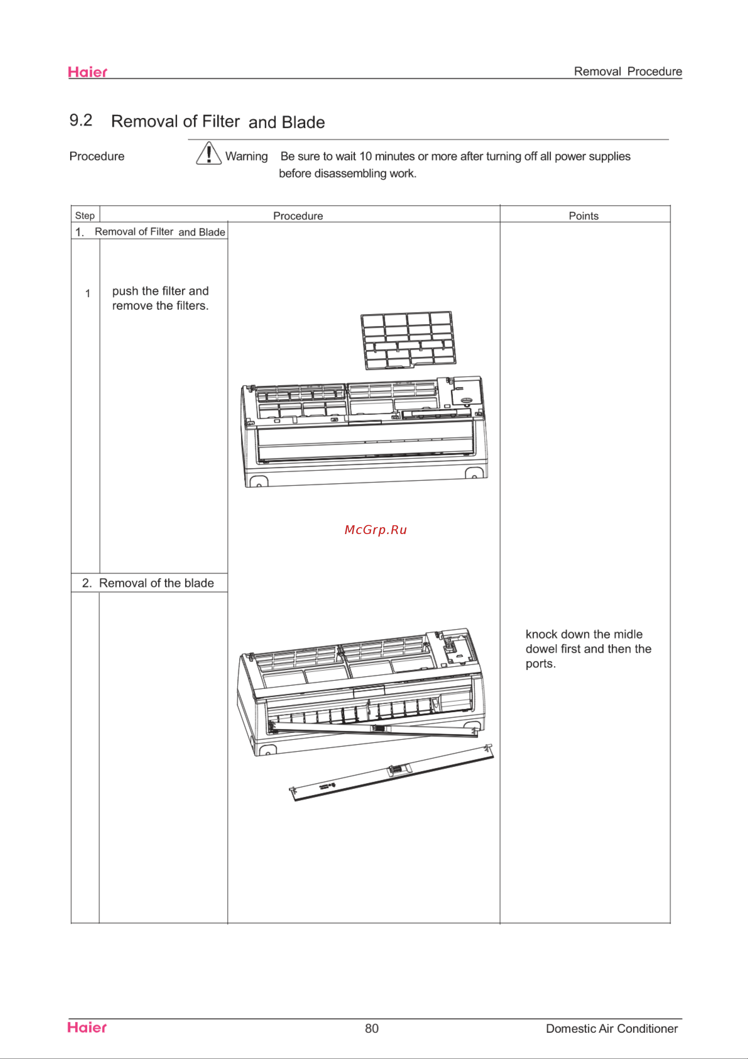 Haier AS09SH1ERA [83/109] Removal of filter and blade