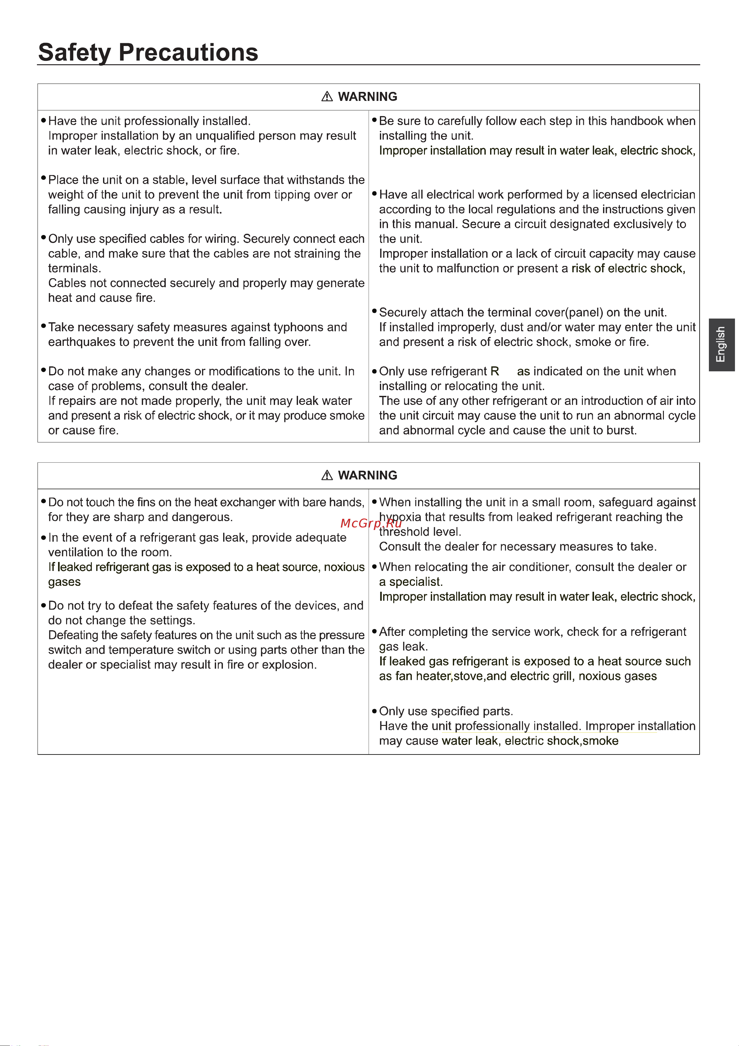 Haier 1U25S2SQ1FA [17/54] Safety precautions
