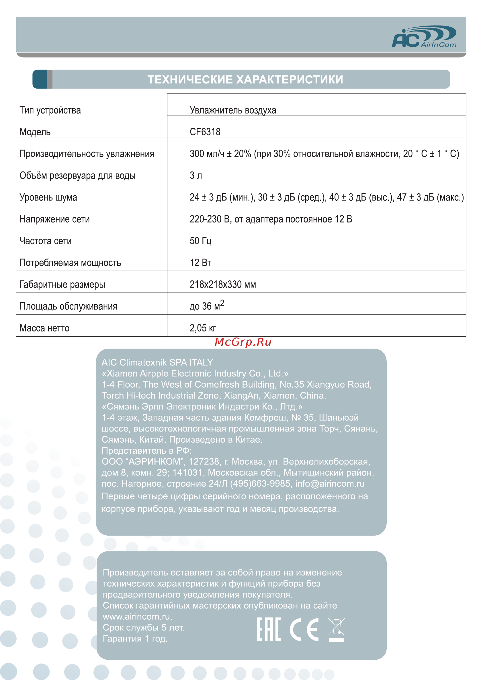 AIC CF6318 [12/12] Ене 1