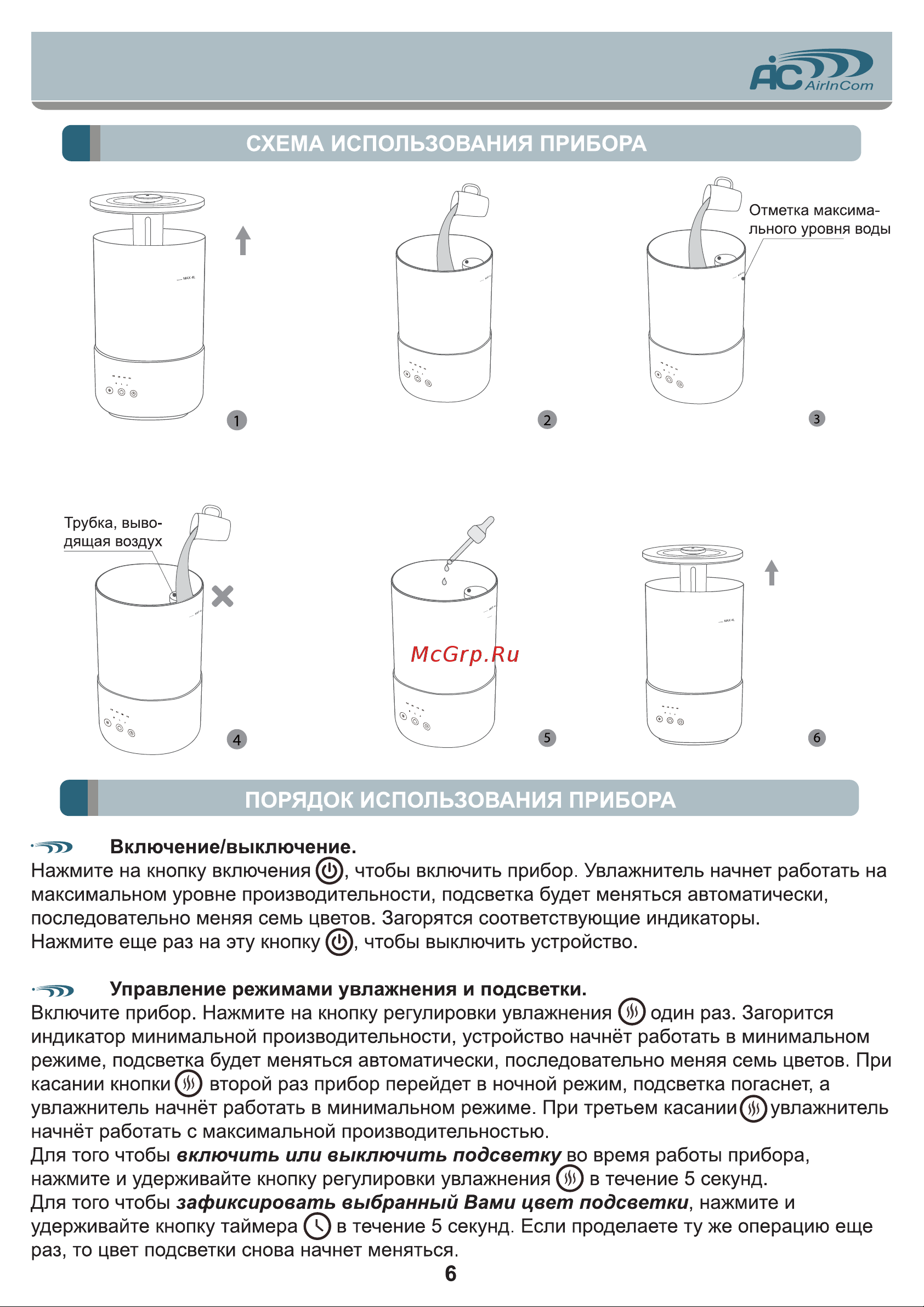 AIC AC690 [6/12] Порядок использования прибора