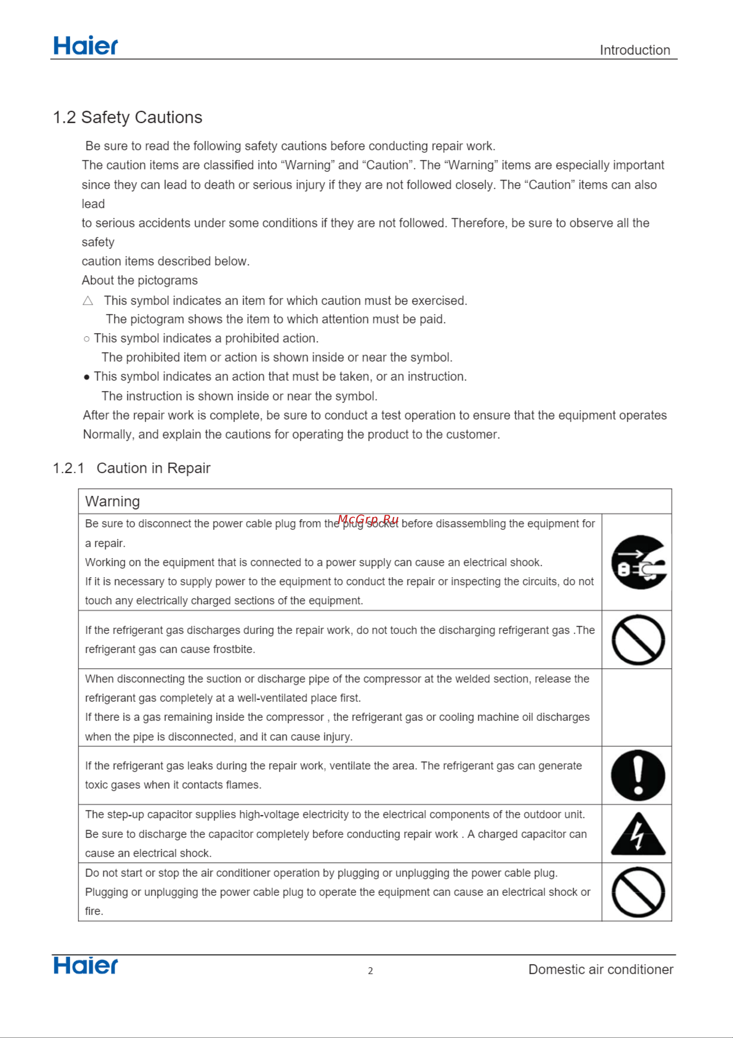 Haier 1U25S2PJ1FA [4/77] Safety cautions