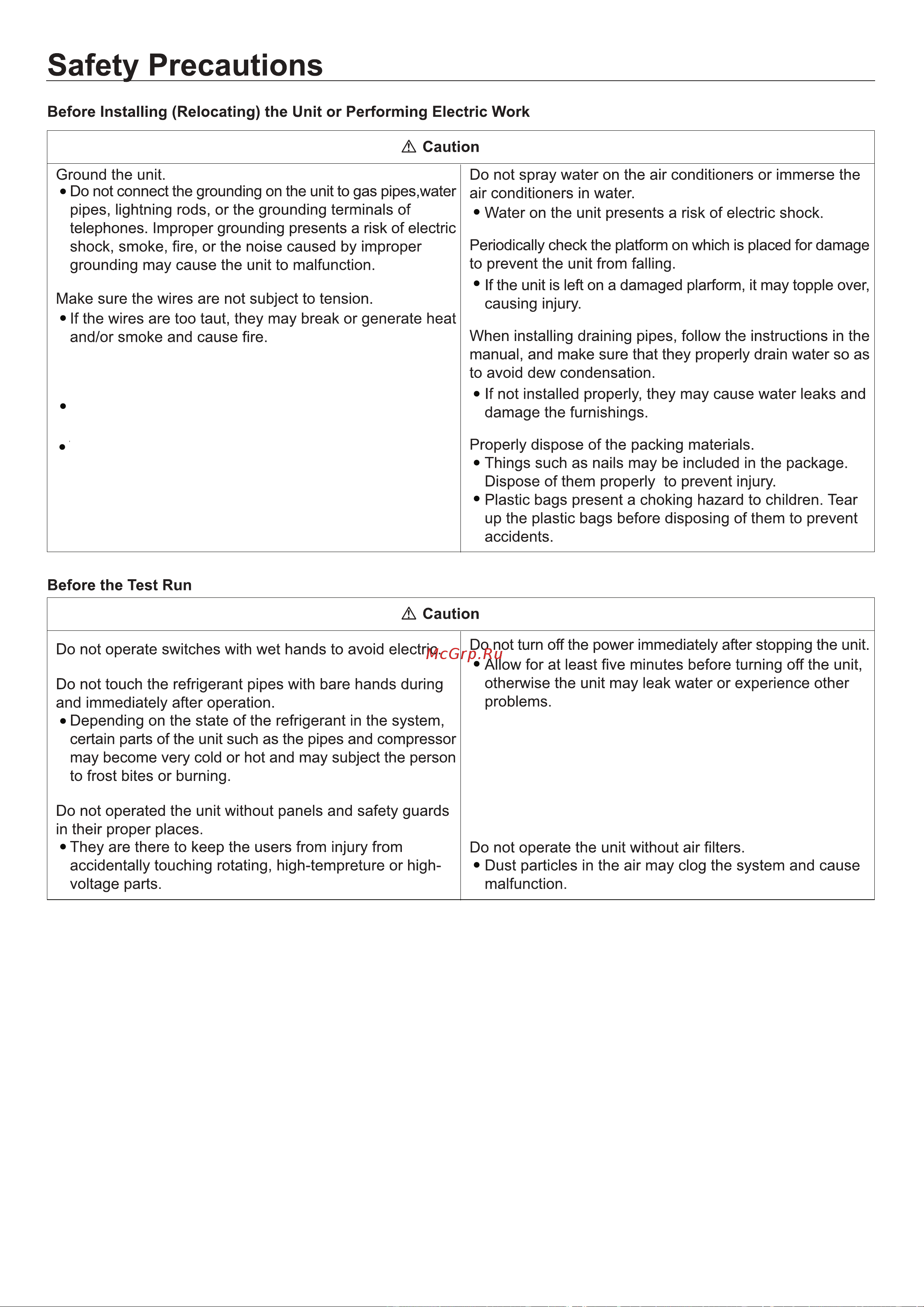 Haier 1U26MADFRA [18/28] Safety precautions