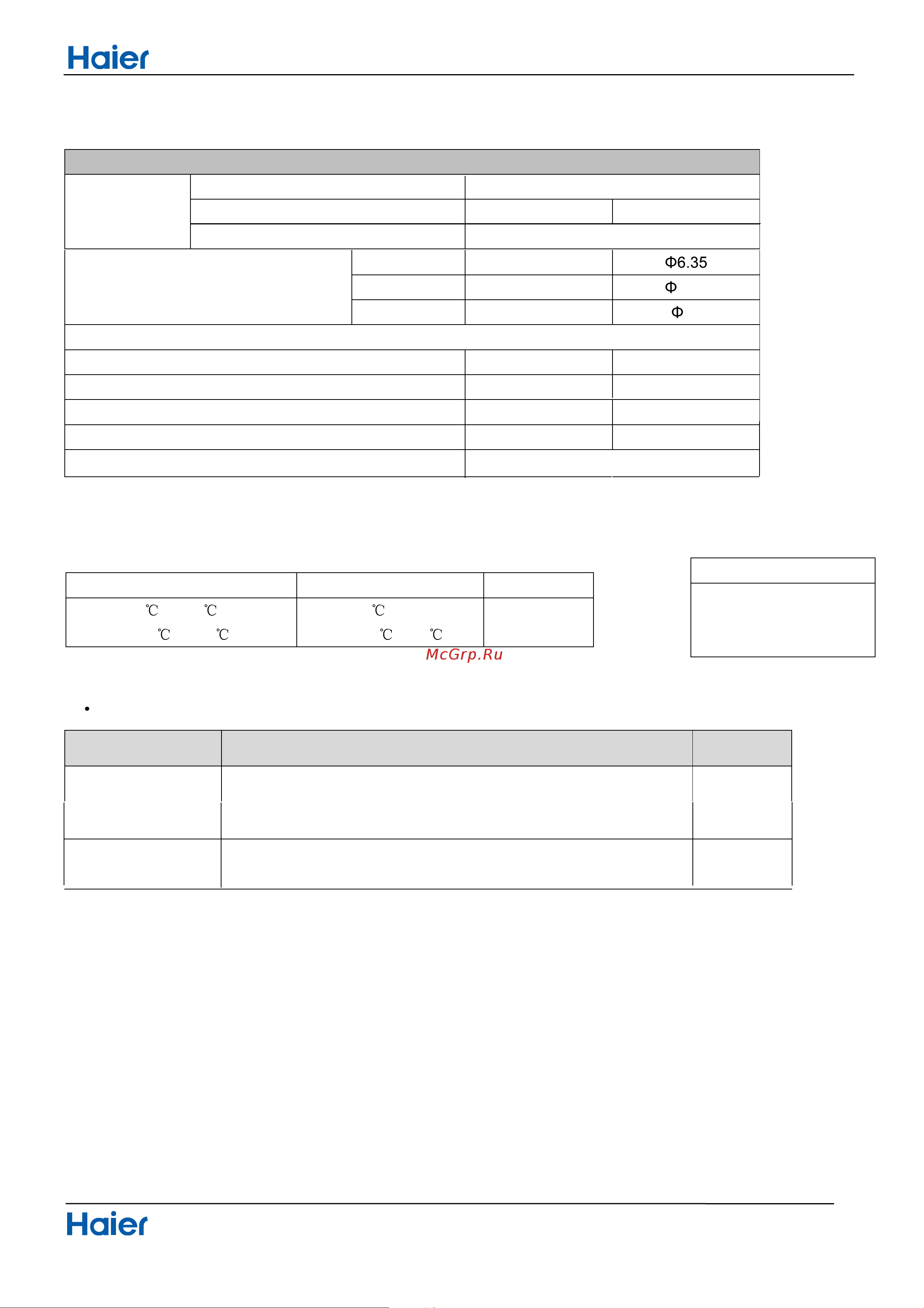 Haier 1U35JACFRA [12/84] Sensors list