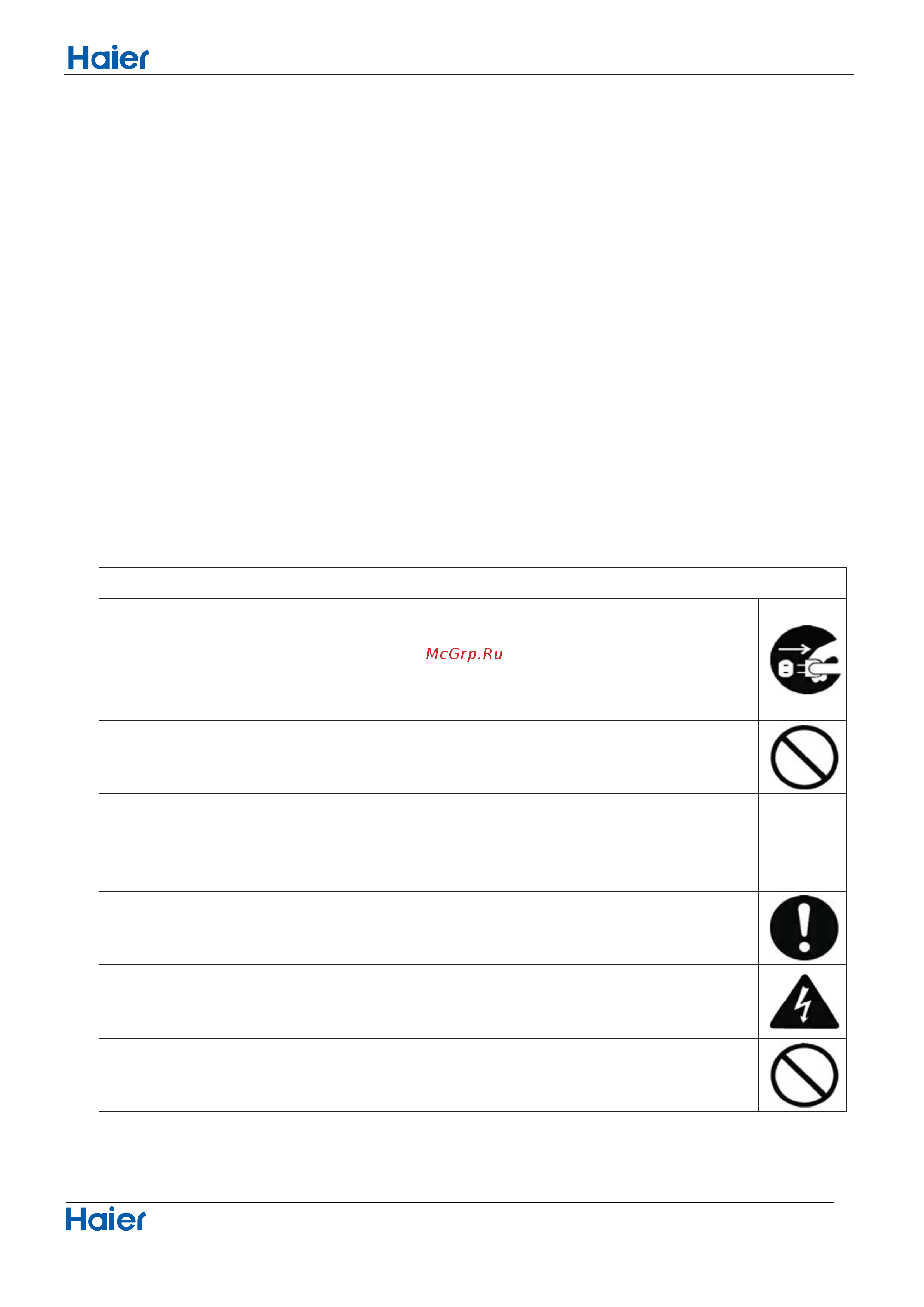 Haier 1U35JACFRA [4/84] Safety cautions