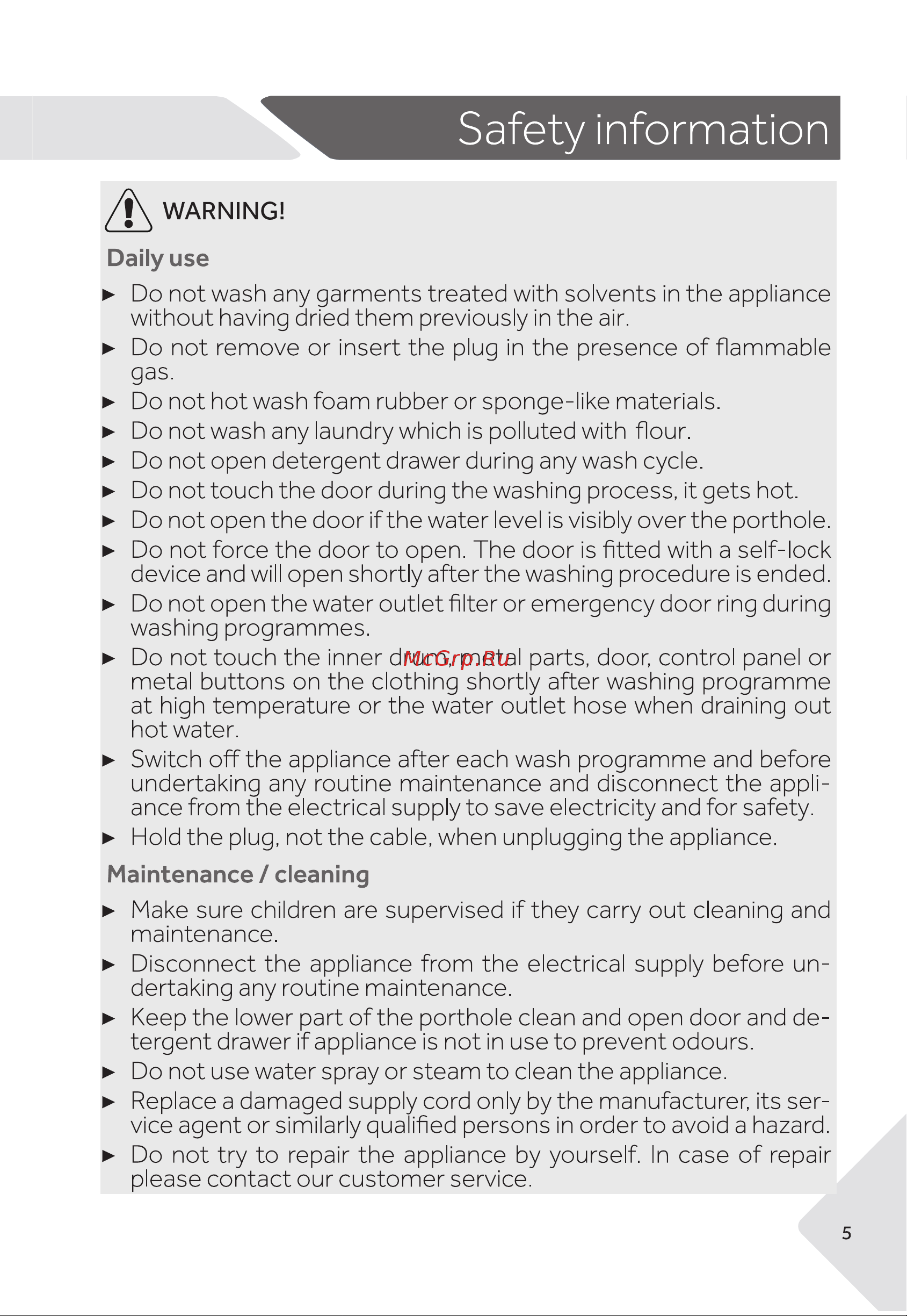 Haier HWX8040DW1 [5/40] Safety information