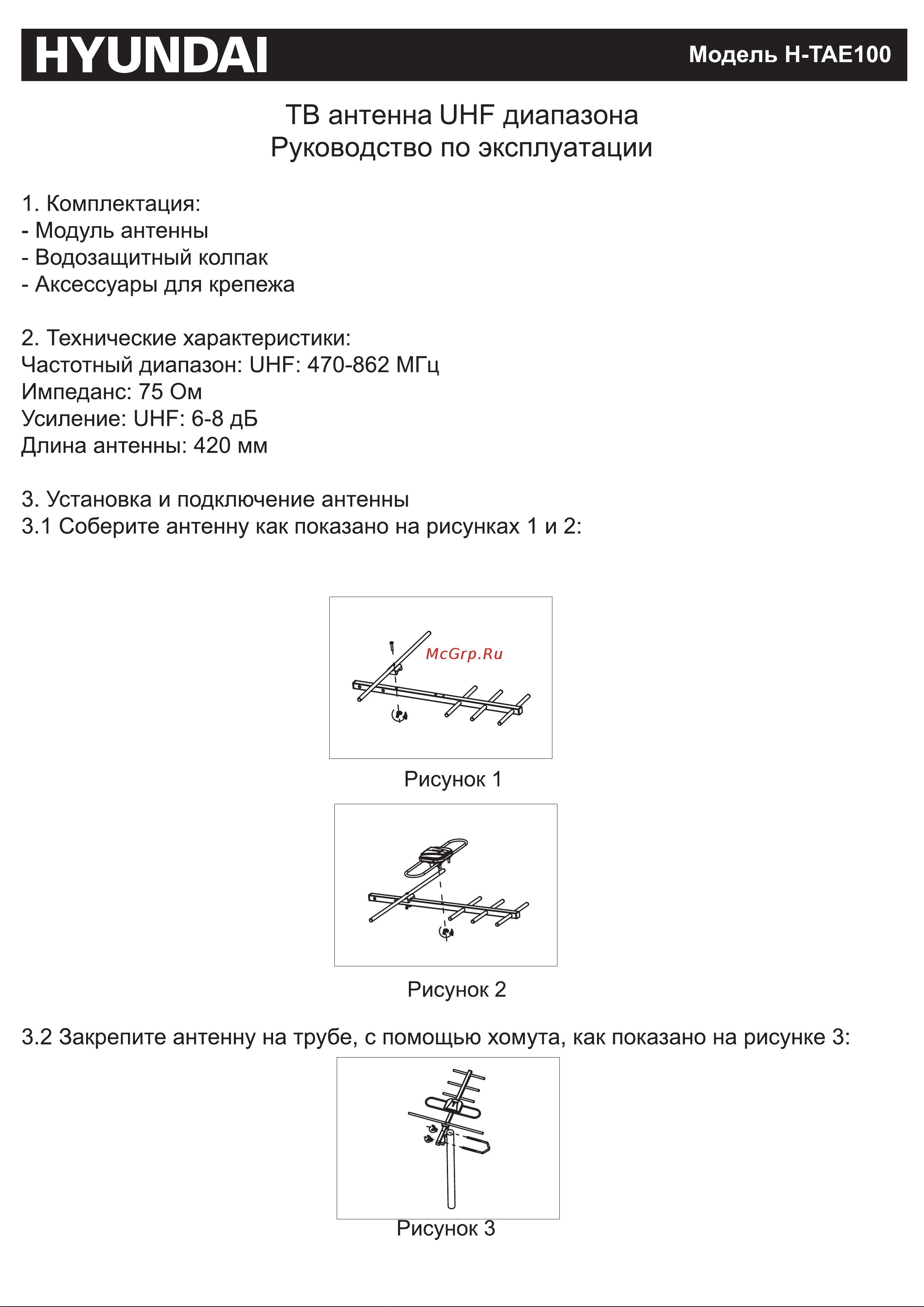 Hyundai H-TAE100 Инструкция по эксплуатации онлайн