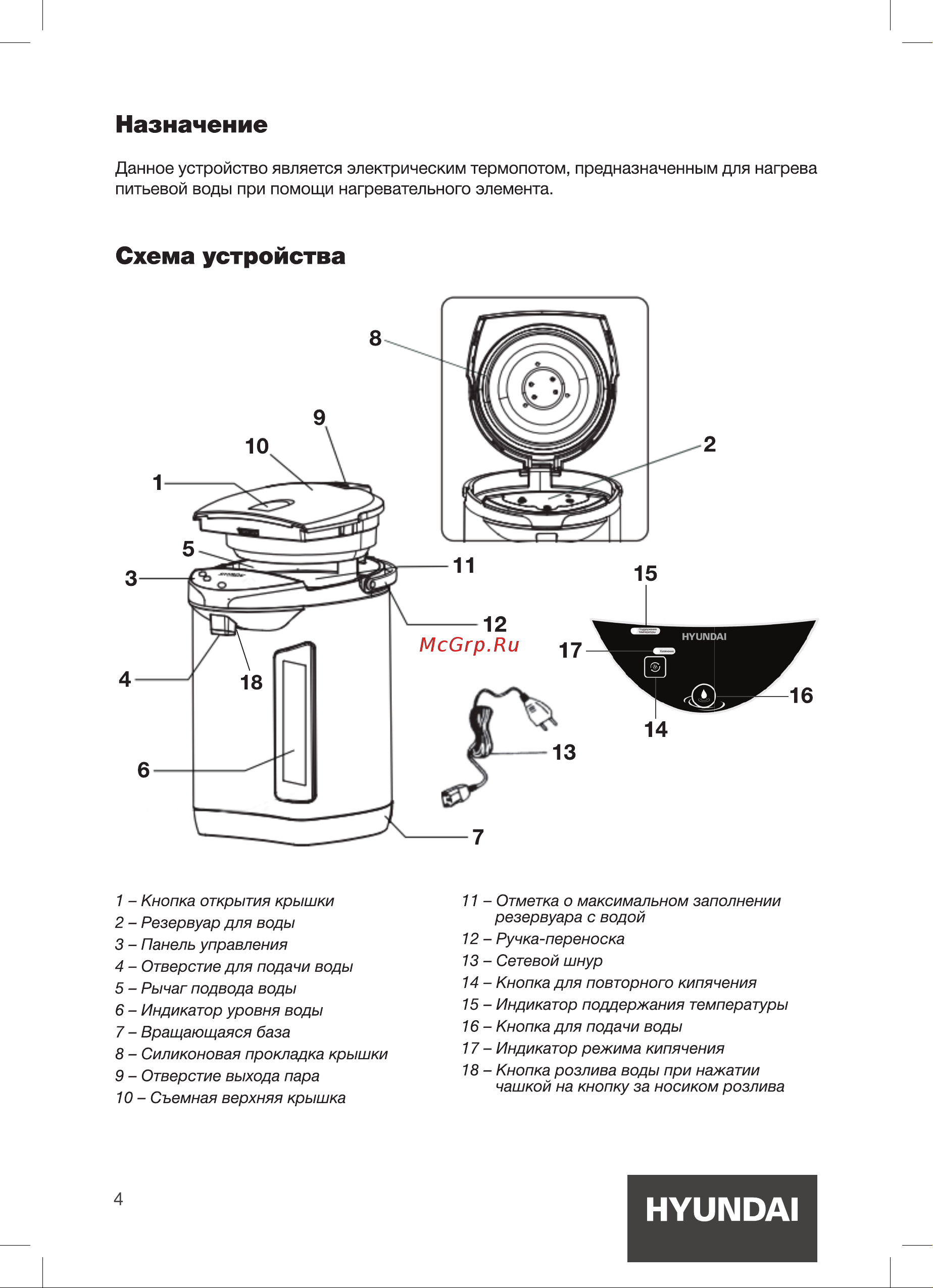 Hyundai HYTP-3840 белый черный [4/0] Схема устройства