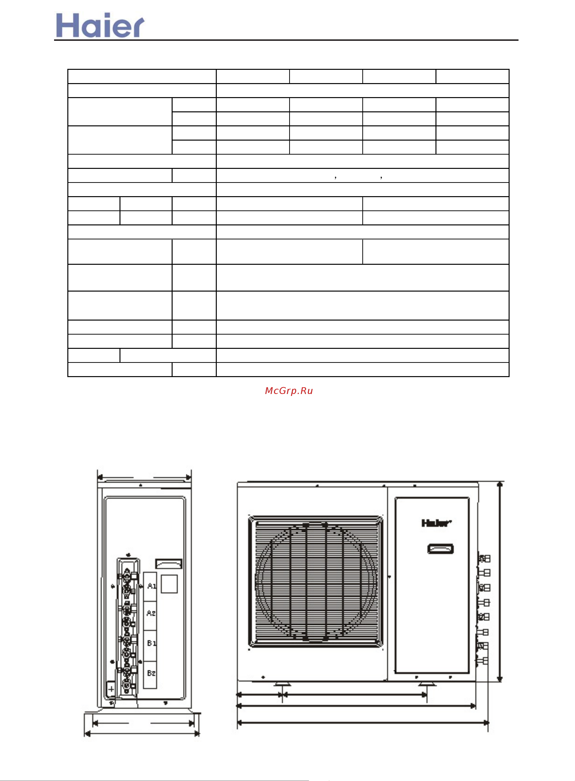 Haier AF072XCEAA [9/89] Net dimensions of indoor and outdoor