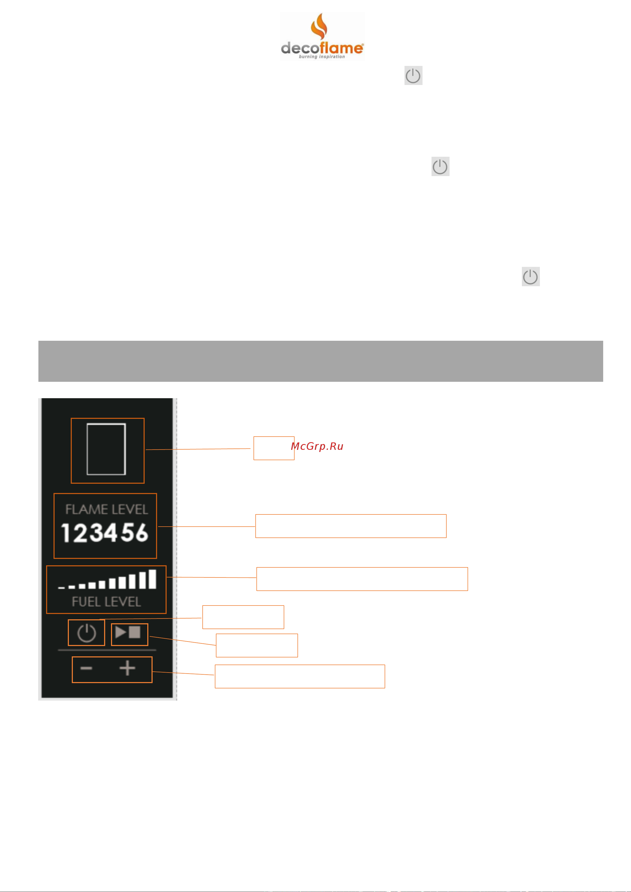 Decoflame Westminster Basic [12/19] Панель управления