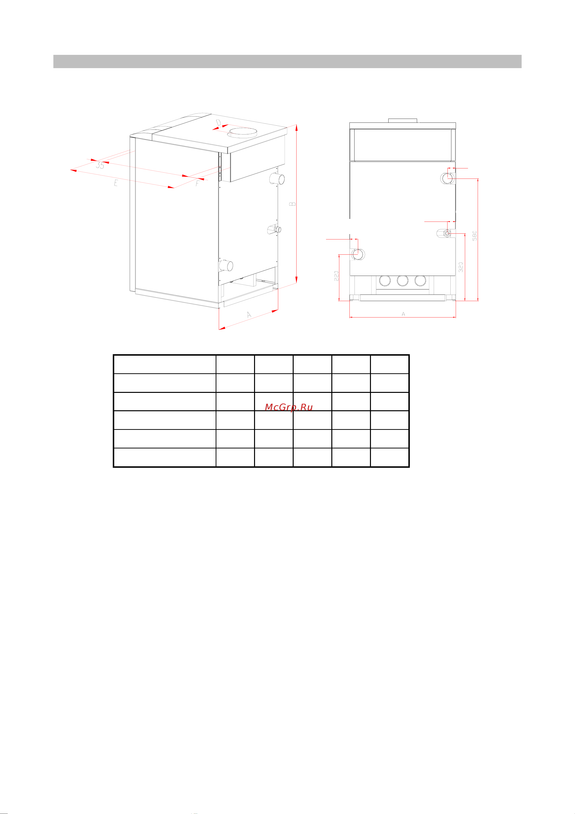 Thermona THERM 45 EZ/B [15/21] Oснoвные размеры кoтла