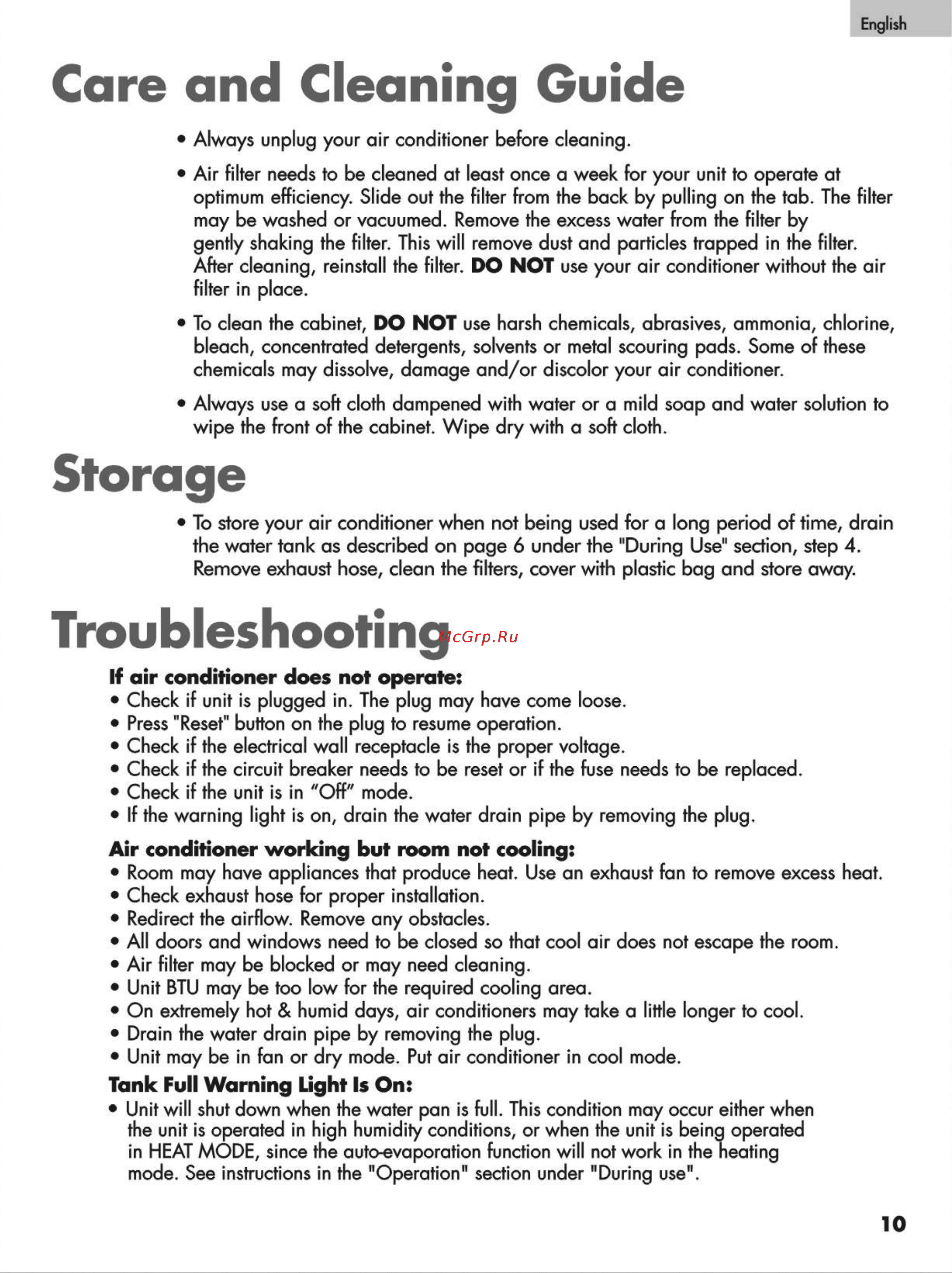 Haier HPN10XHM [11/36] Care and cleaning guide