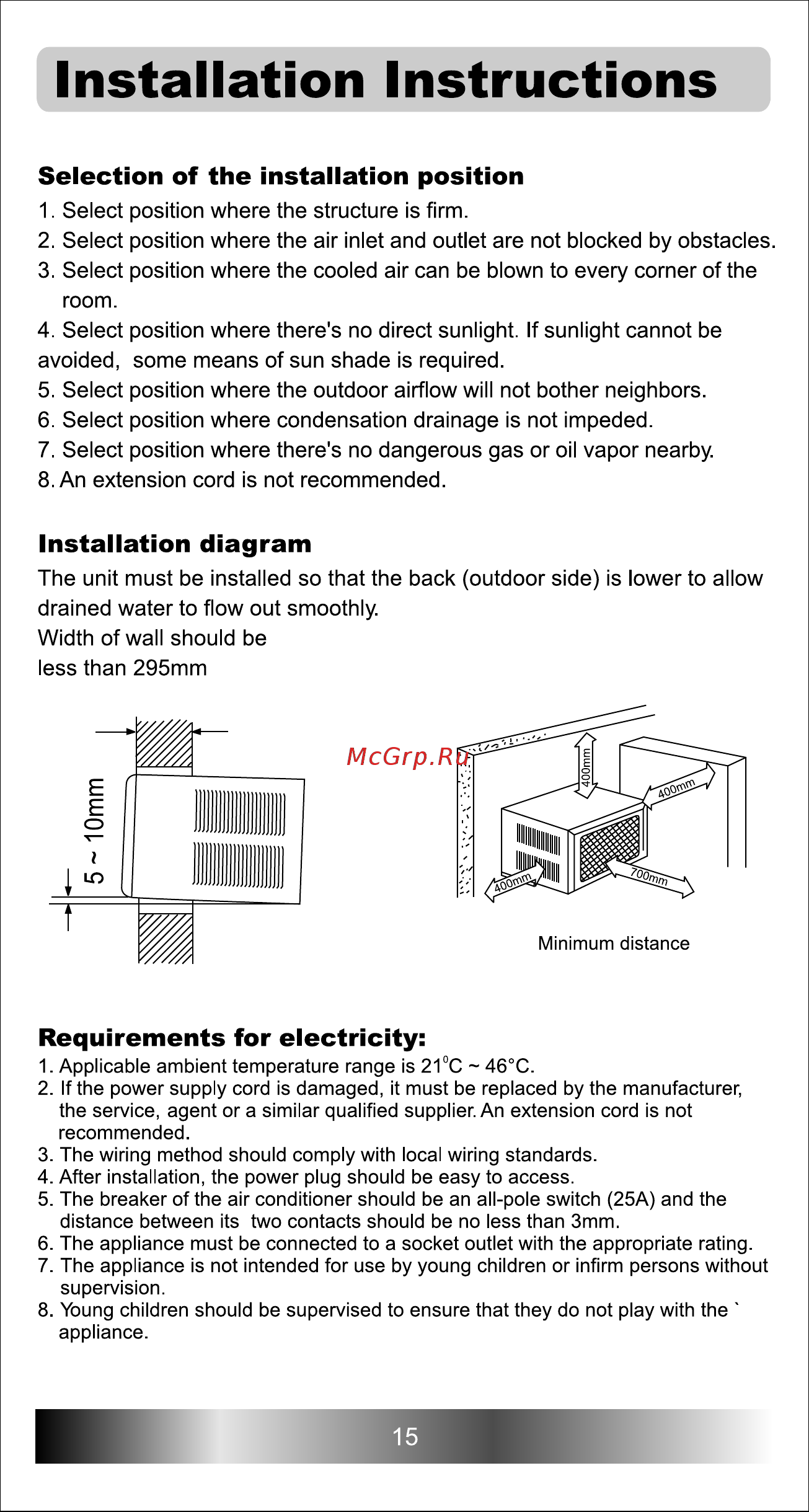 Haier HW-18L2H [15/20] Installation instructions