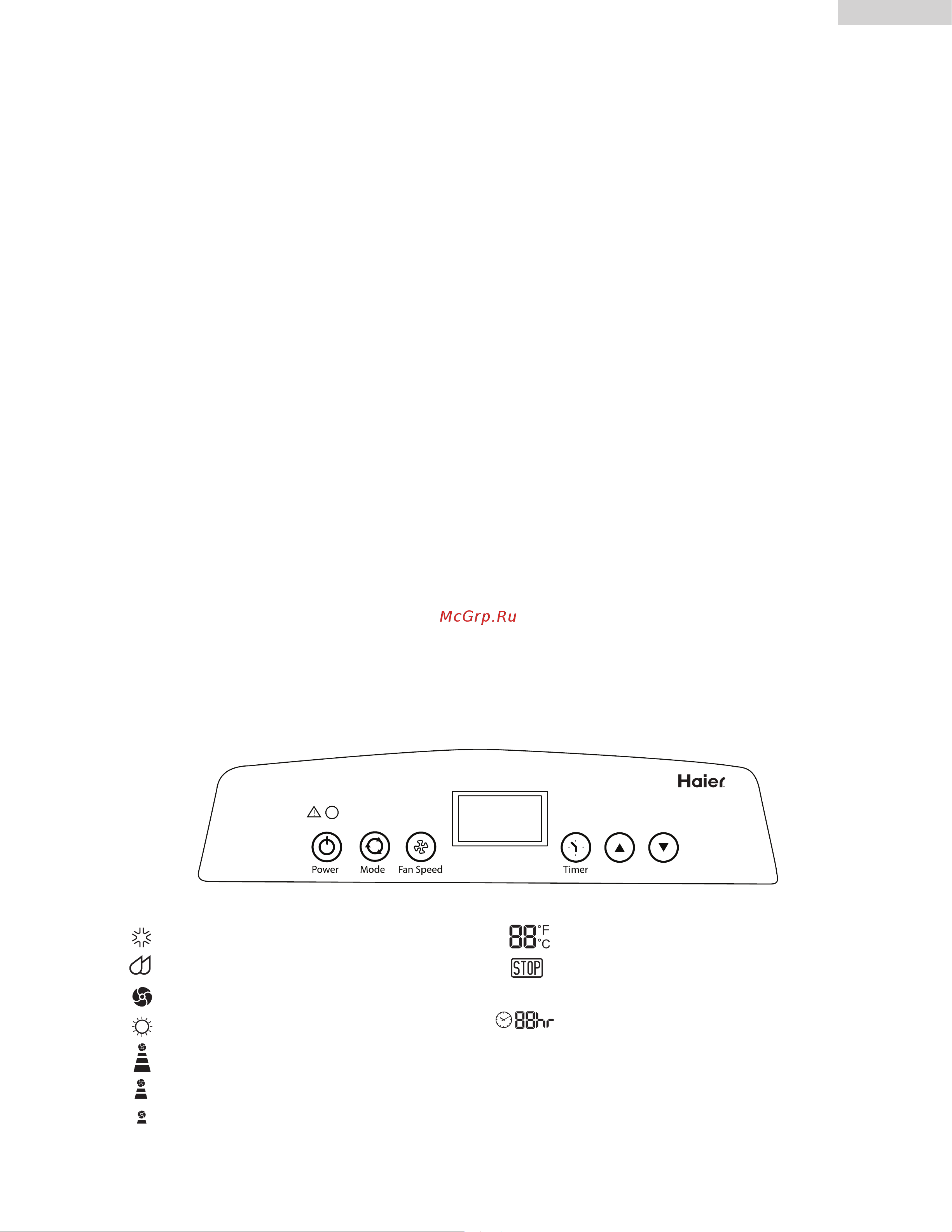 Haier HPRD12XH7 [11/44] Control panel