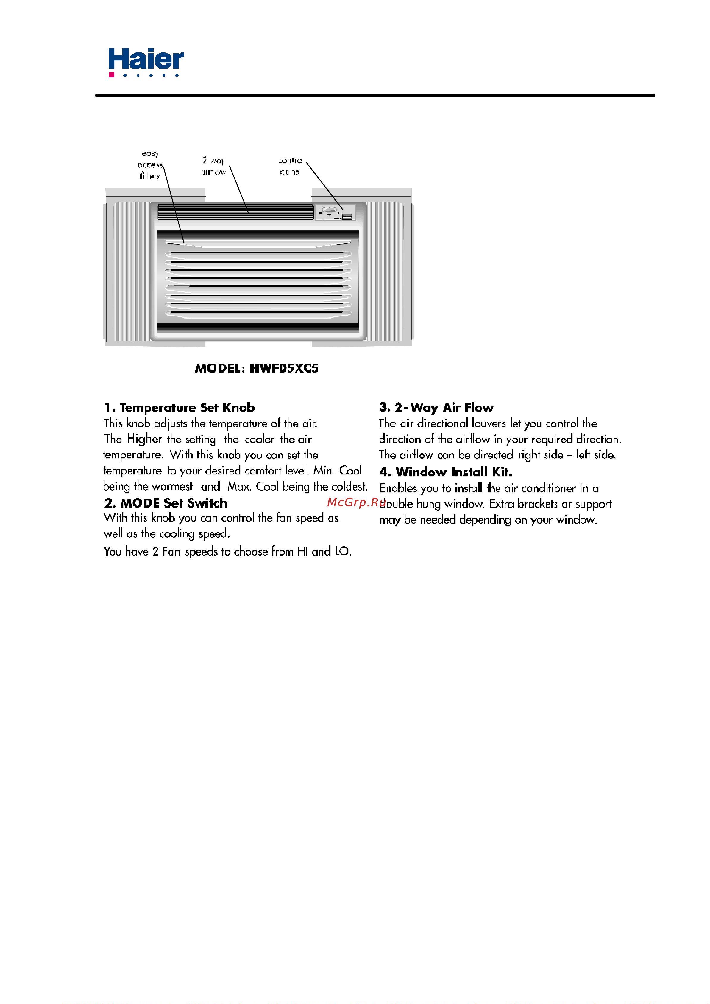 Haier HWR05XC5 [14/23] Parts and functions