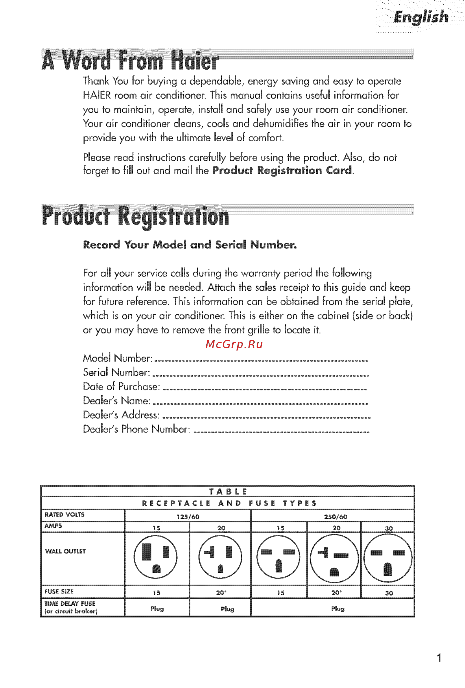 Haier HWF05XC3 [2/54] Record your modem and serial number