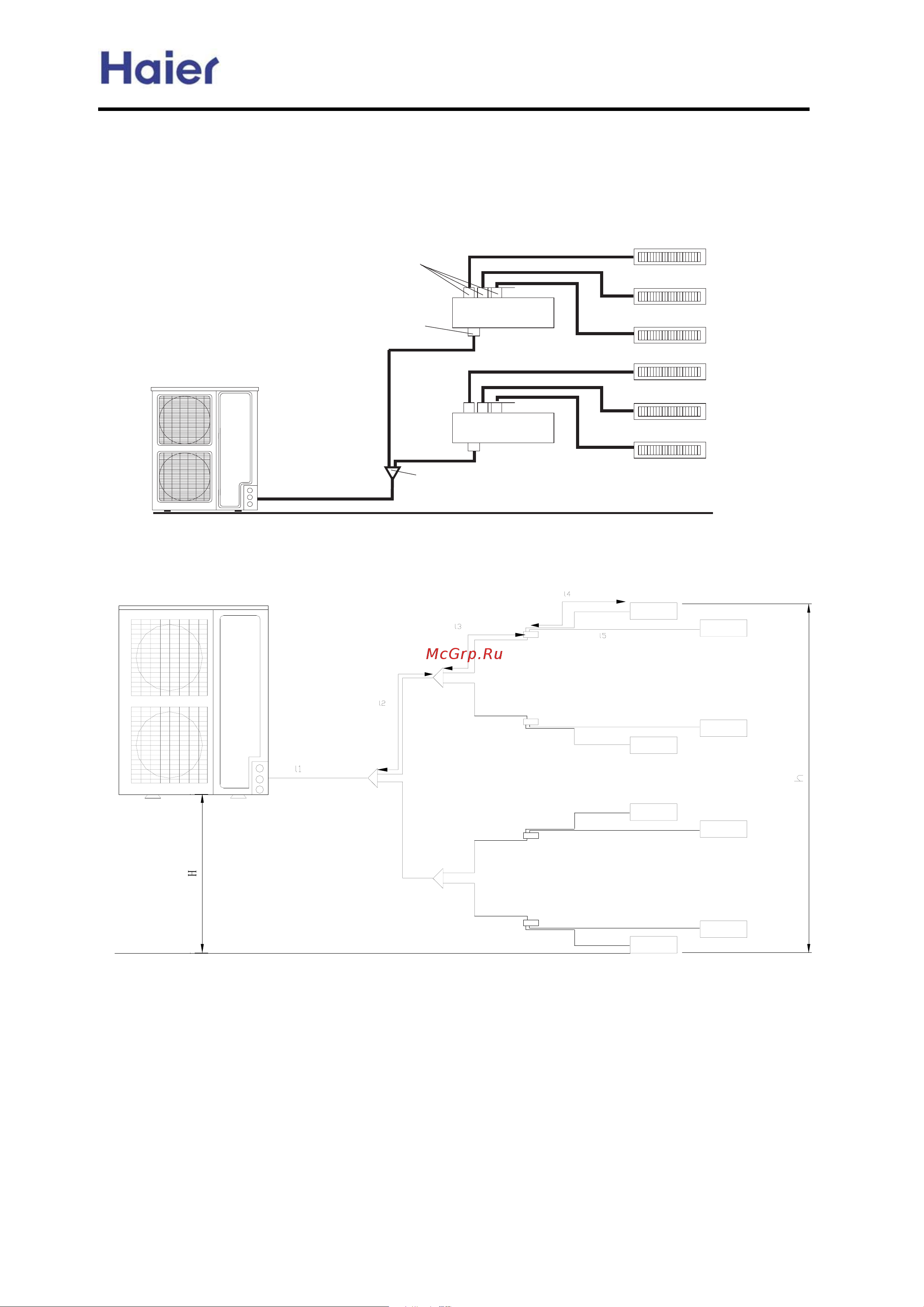 Haier AB092FCBIA [26/126] Piping length and drop between units