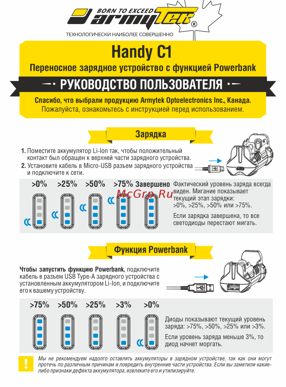 Armytek Handy C1 Руководство пользователя