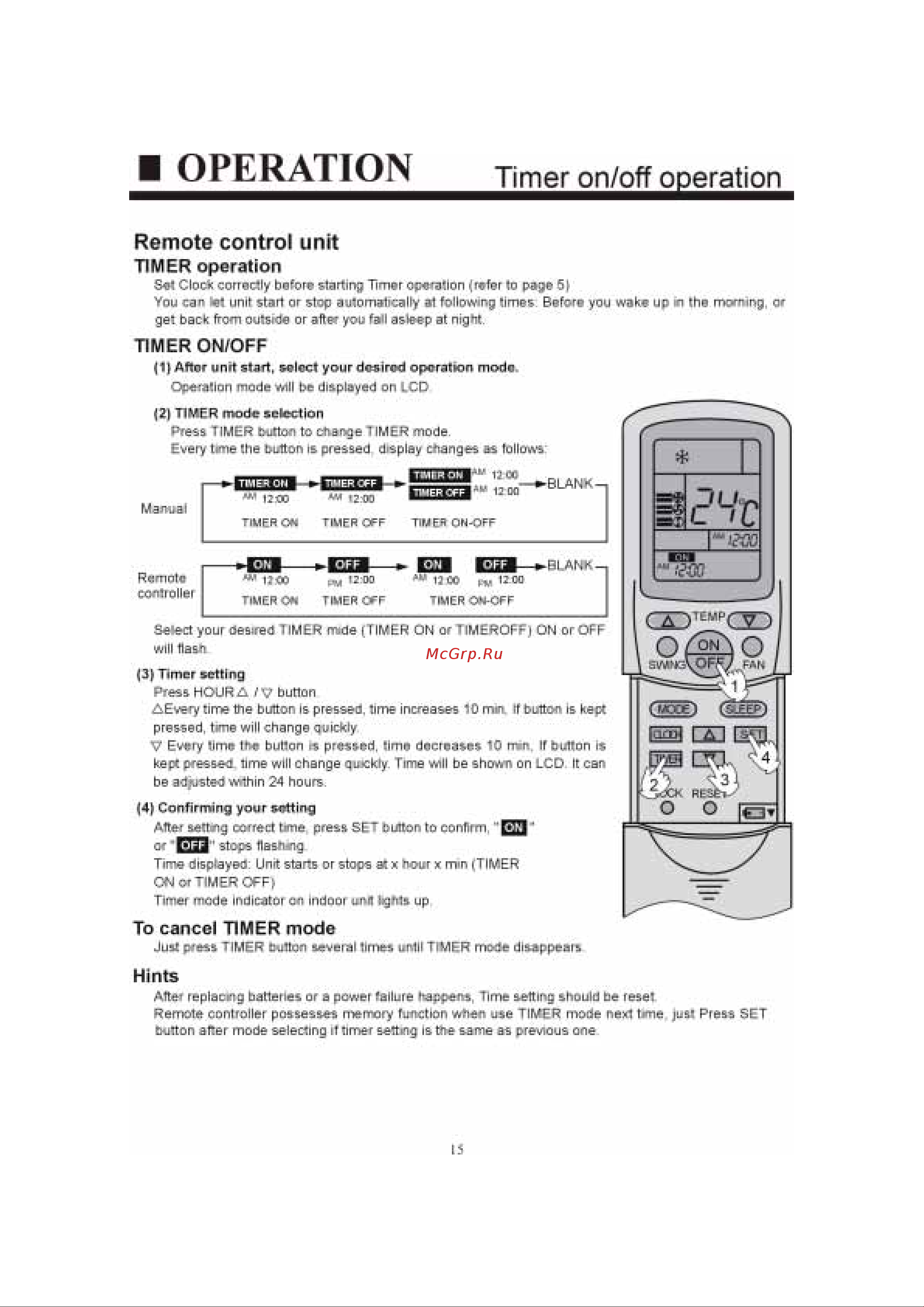 Haier AS092CBAAA [16/31] Remote control unit timer operation