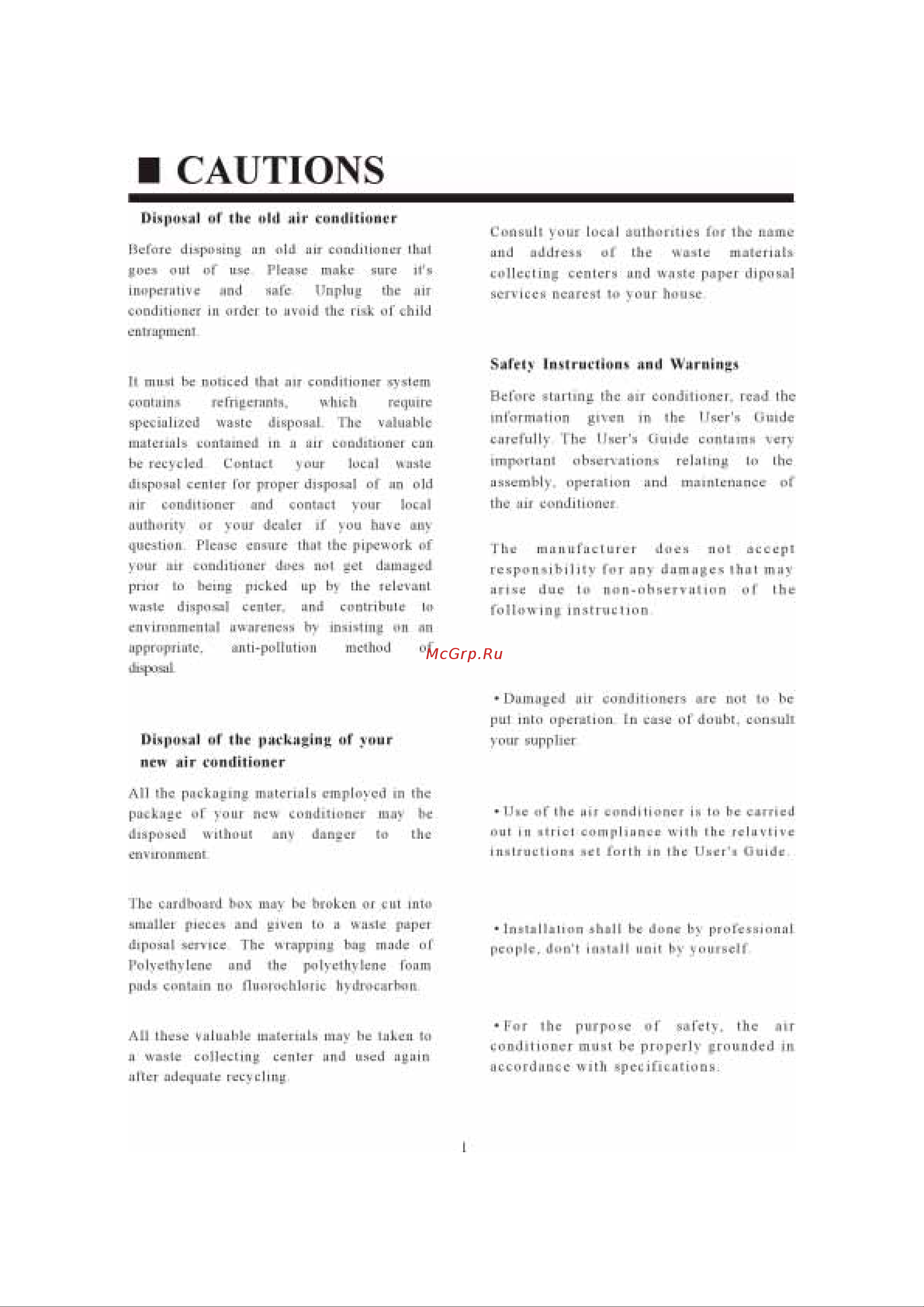 Haier AS072XBBAA [2/31] Cautions