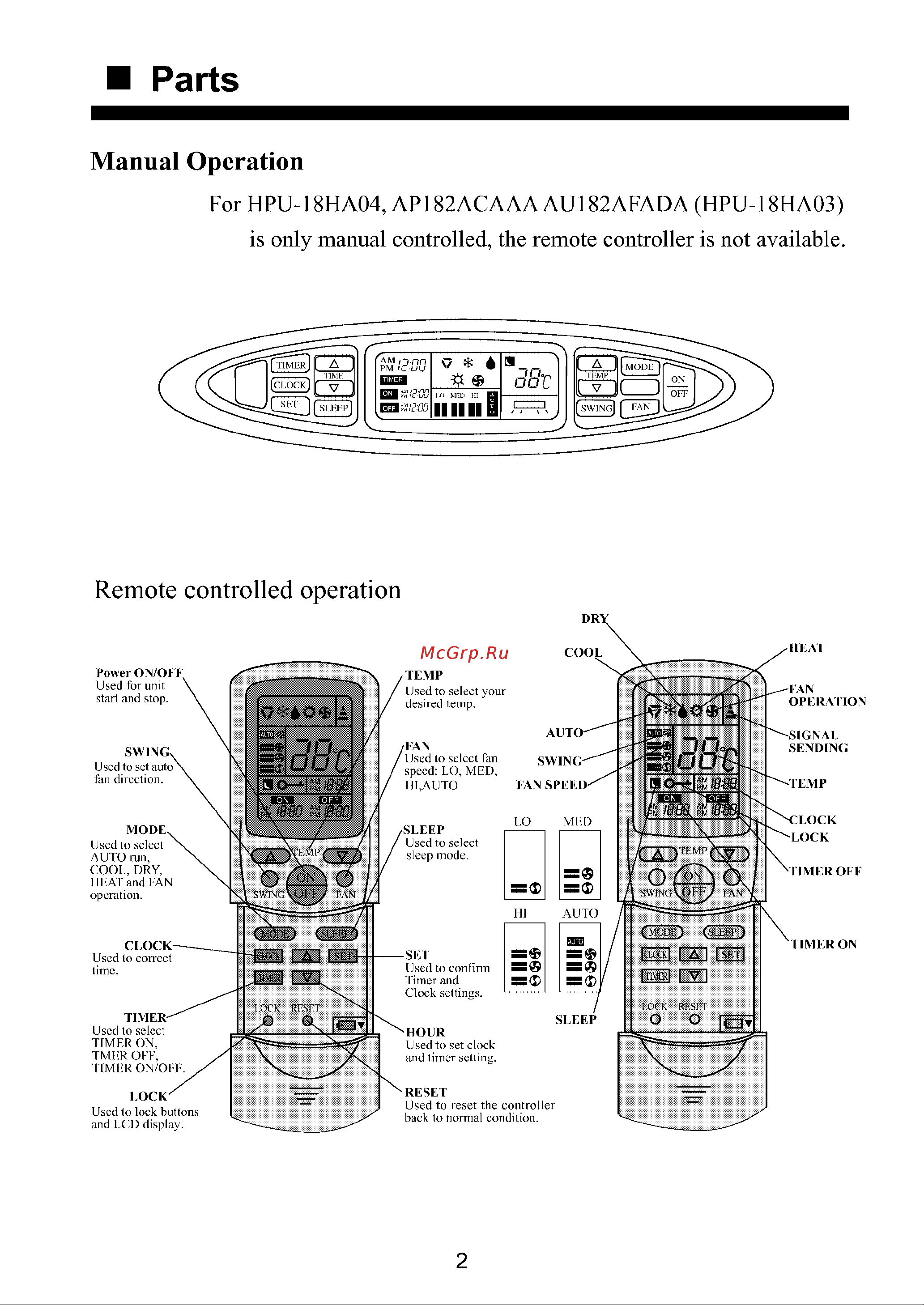 Haier HPU-18HD03 [4/30] Manual operation