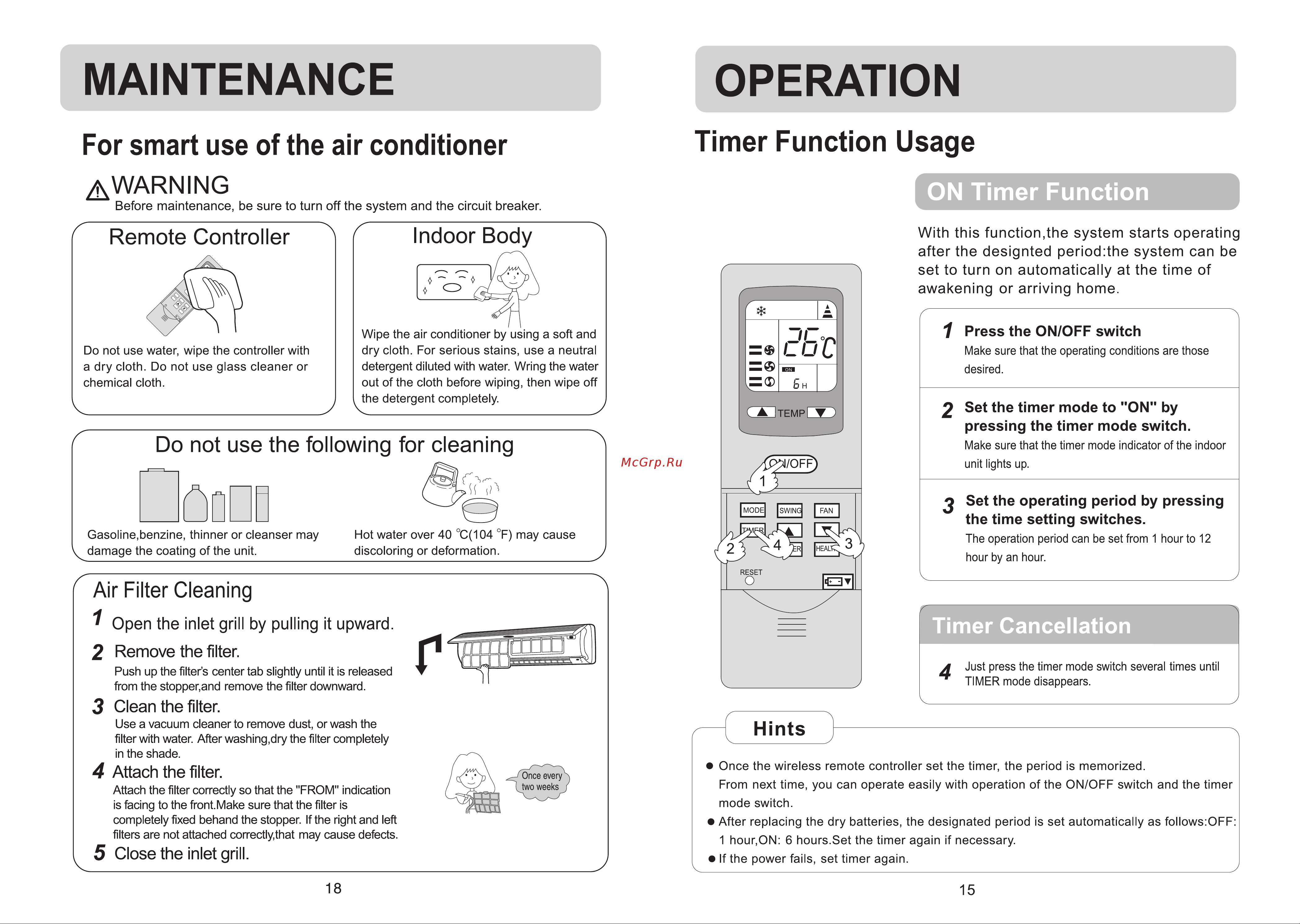 Haier AU182AFAHA [17/18] Maintenance operation