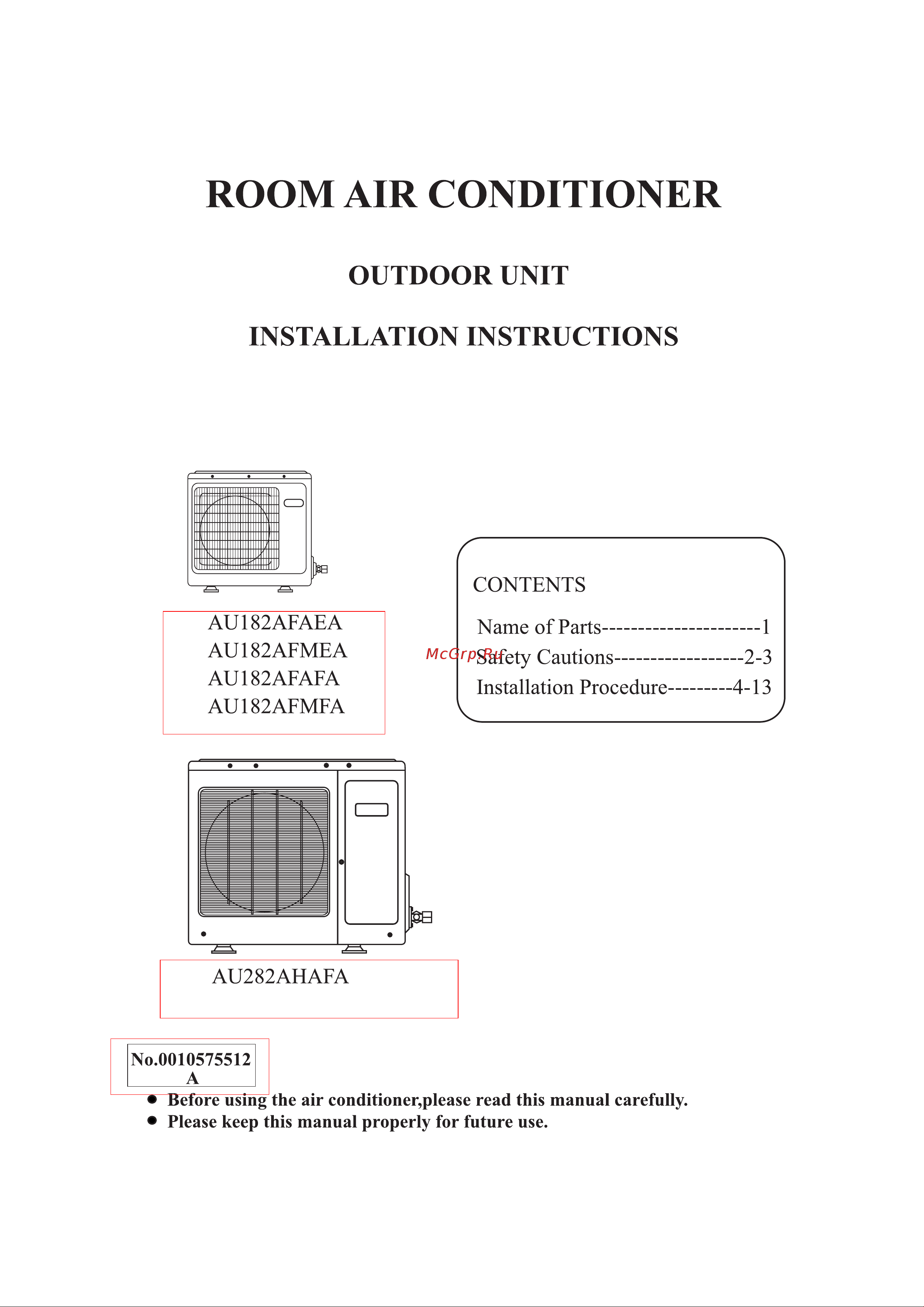 Haier AU282AHAFA Инструкция по эксплуатации онлайн