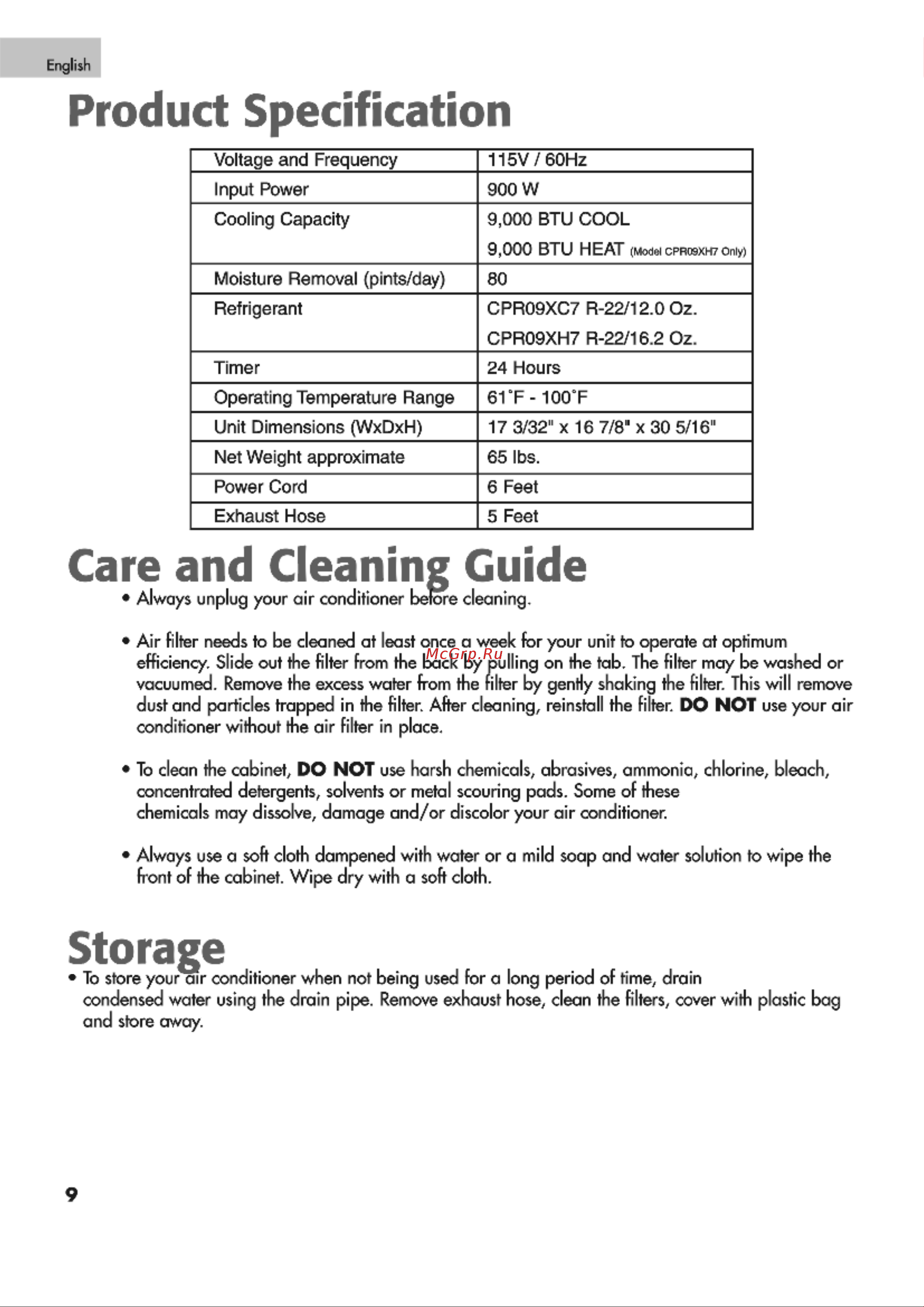 Haier CPR09XC7 [10/36] Care and cleaning guide