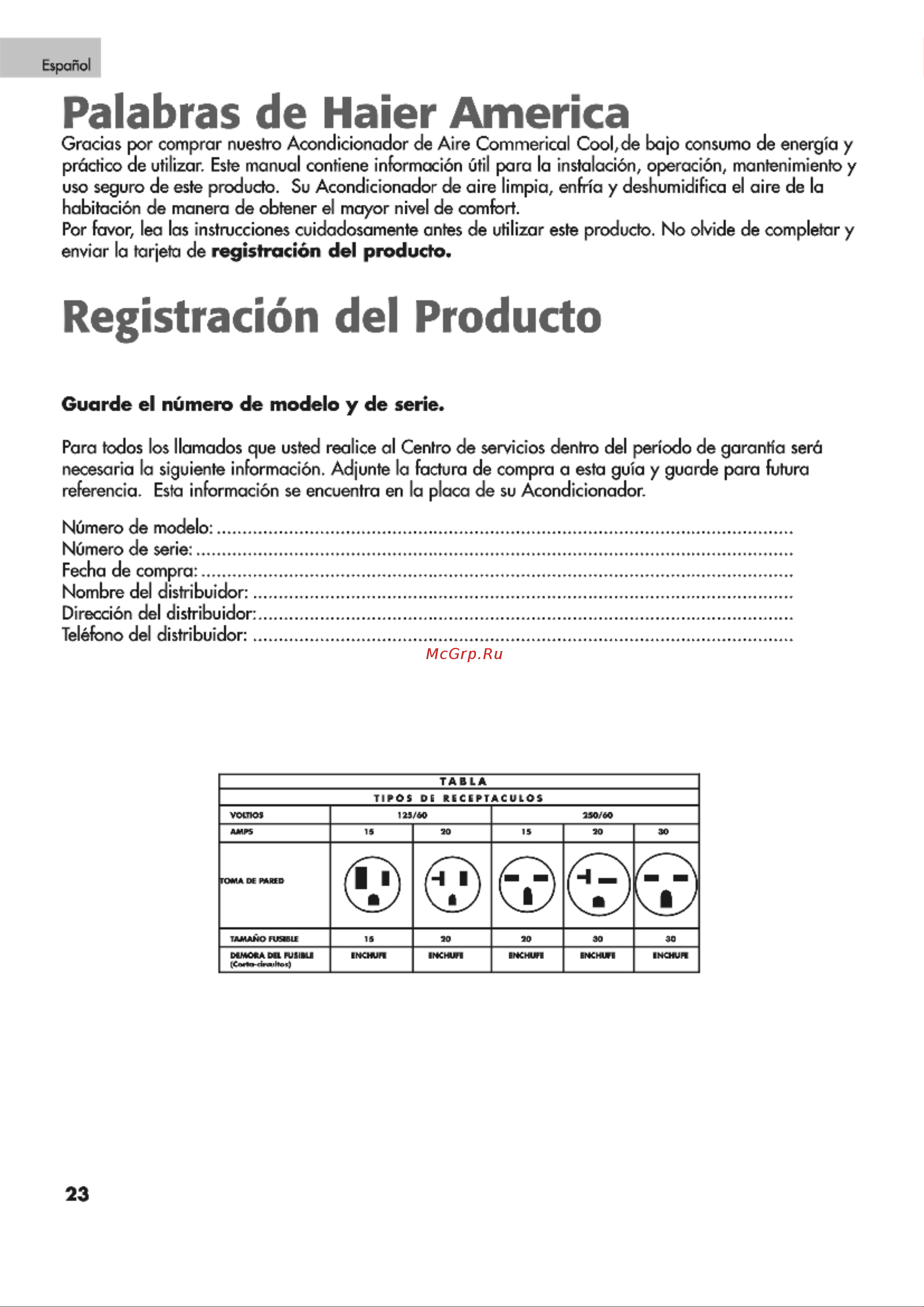 Haier CPR09XC7 [24/36] Palabras de haier america