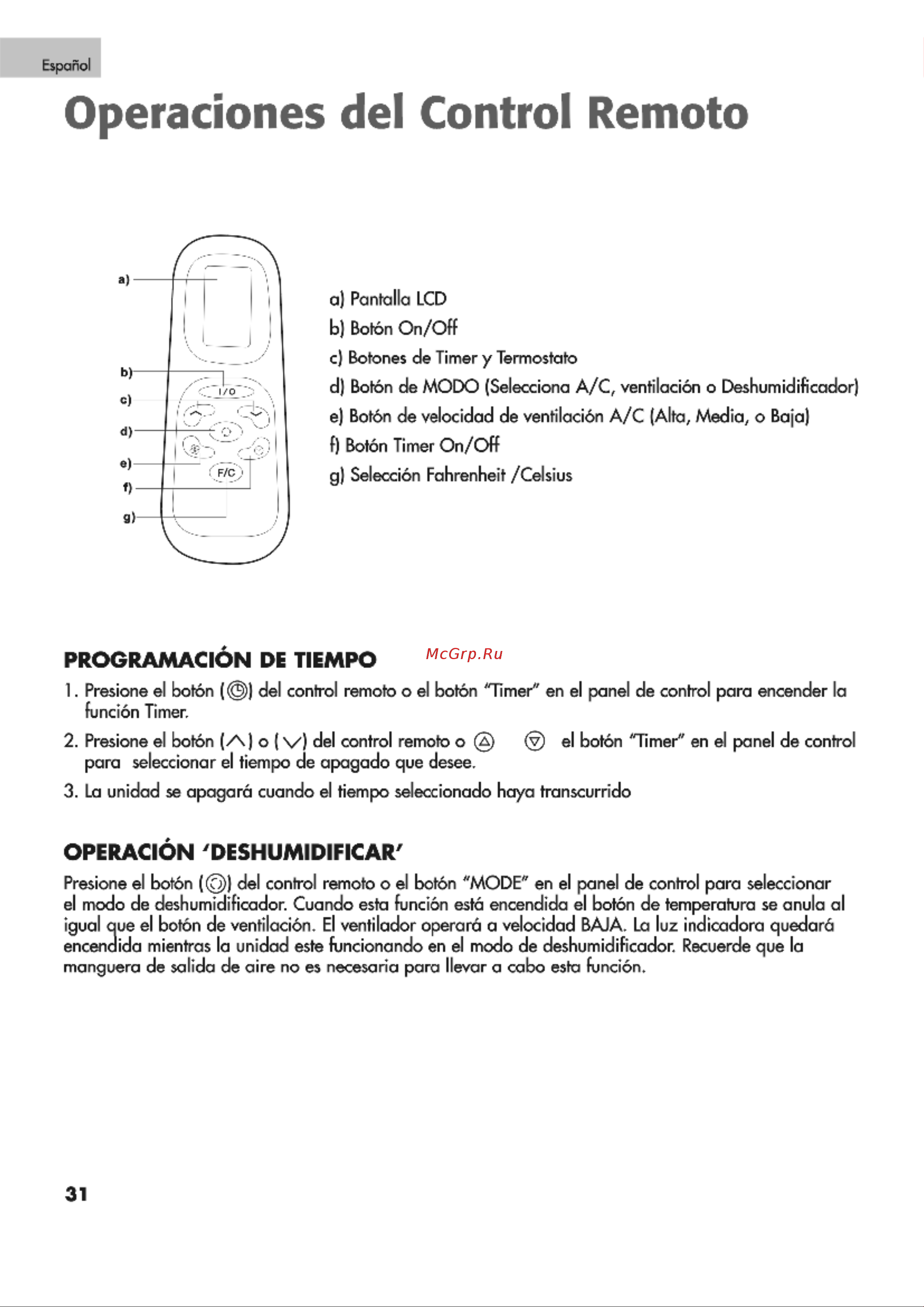 Haier CPR09XC7 [32/36] Operaciones del control remoto