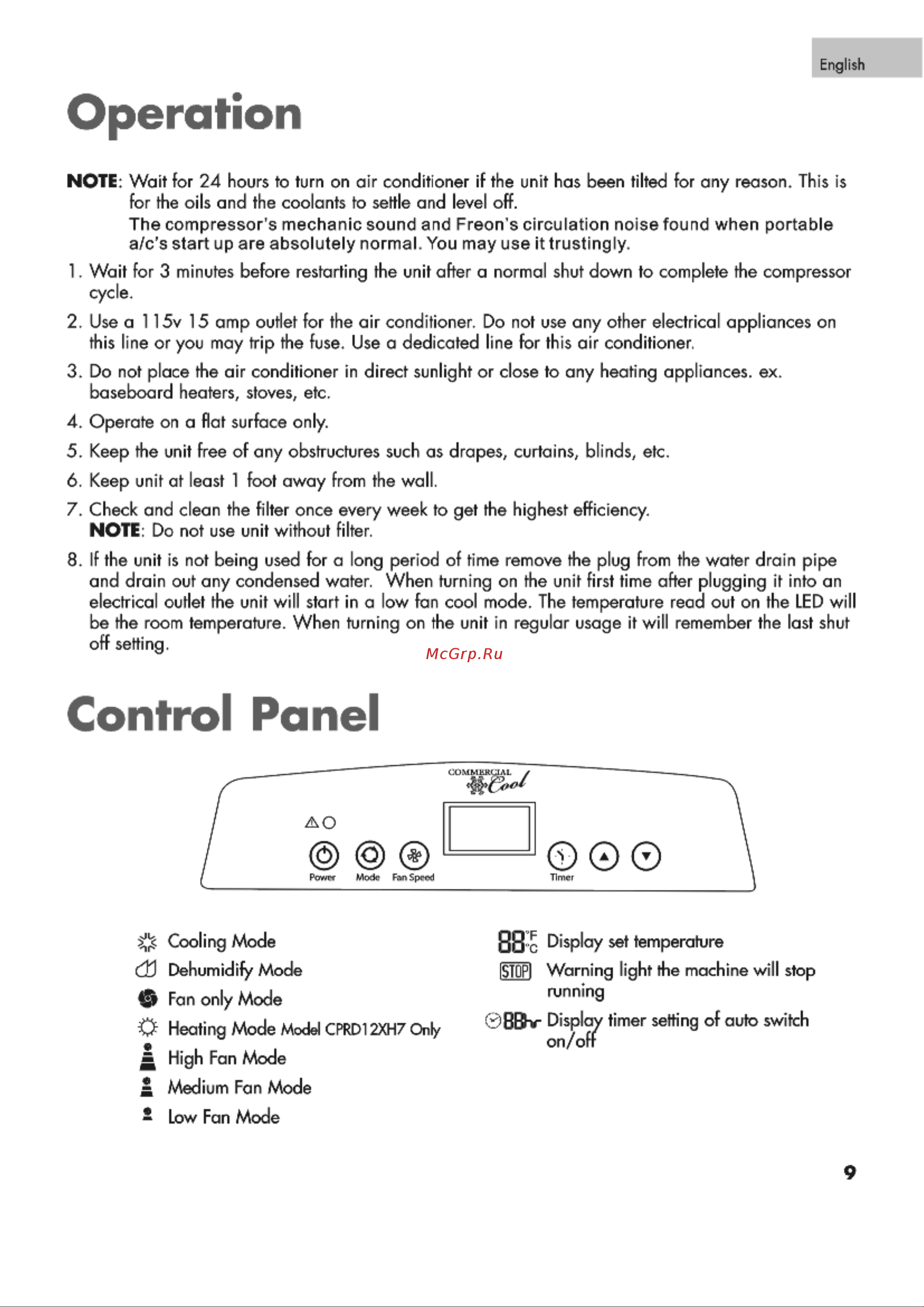 Haier CPRD12XC7 [11/44] Control panel
