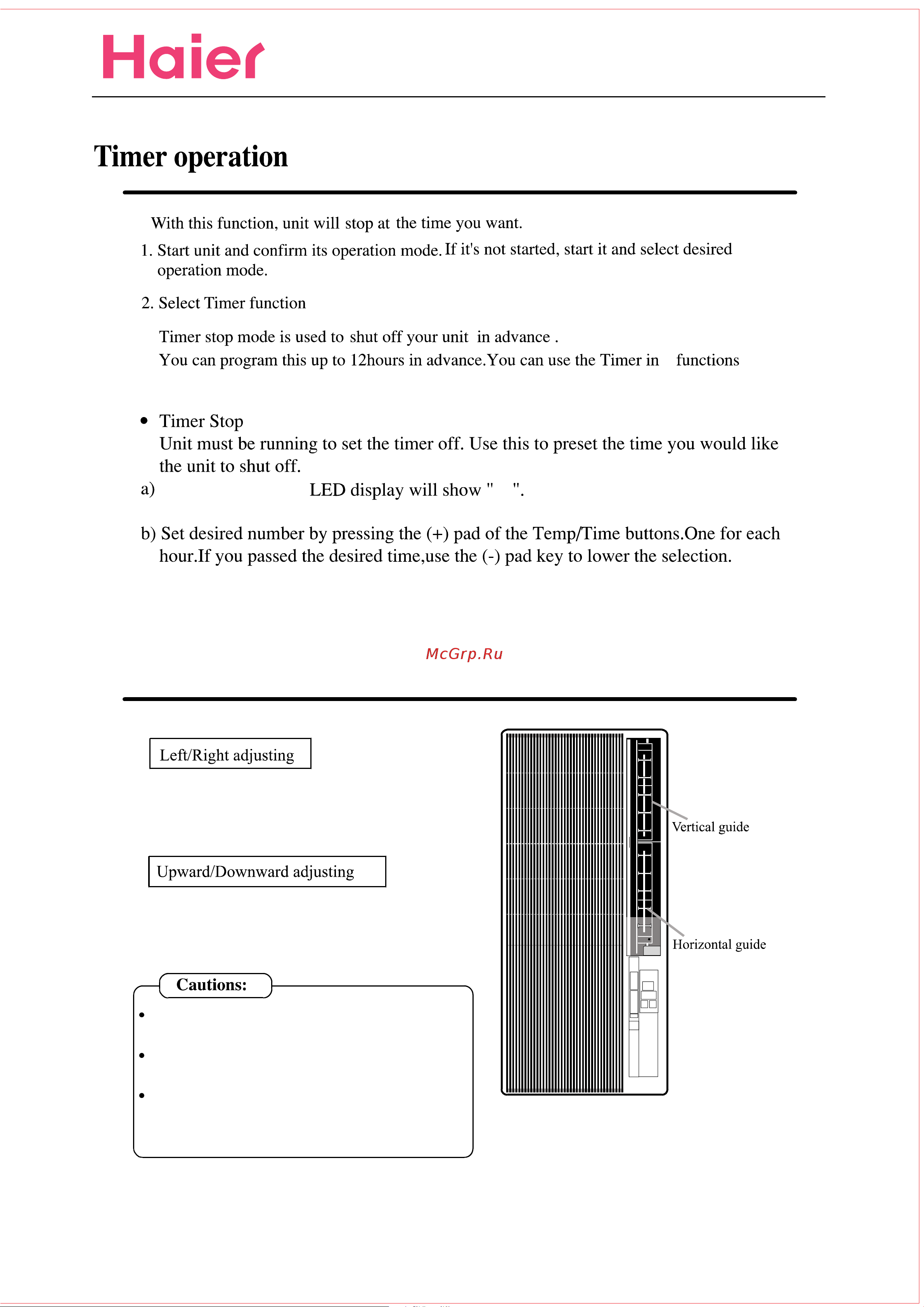Haier HS-06CE12 [8/12] Adjusting of the air direction