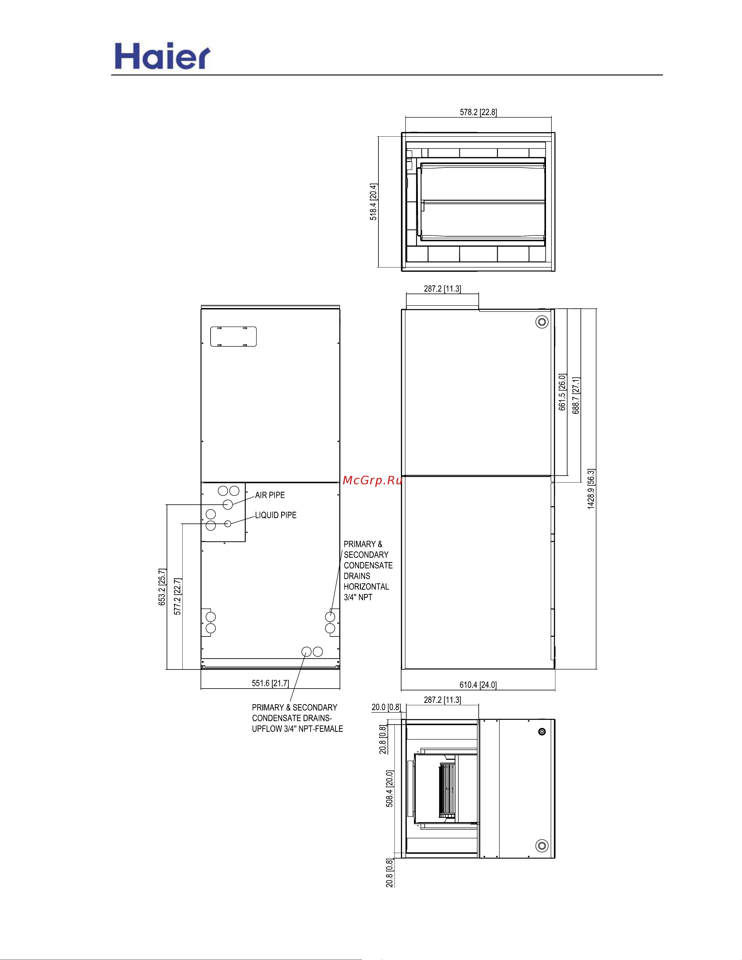 Haier HB6000VD1M22 [10/18] Central air conditioning model air handler hb d series