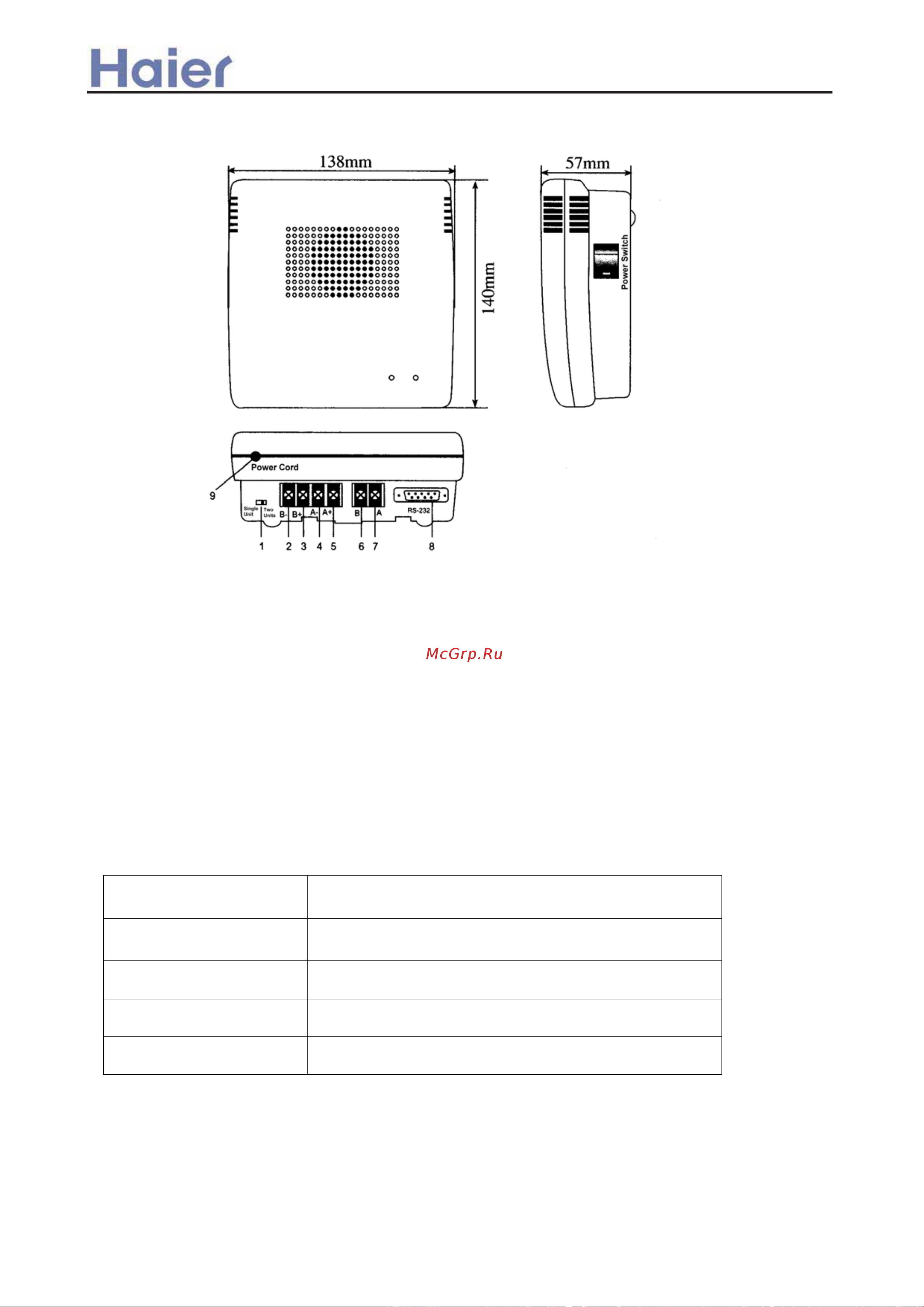 Haier YR-H71 [51/58] Appearance dimension and interface