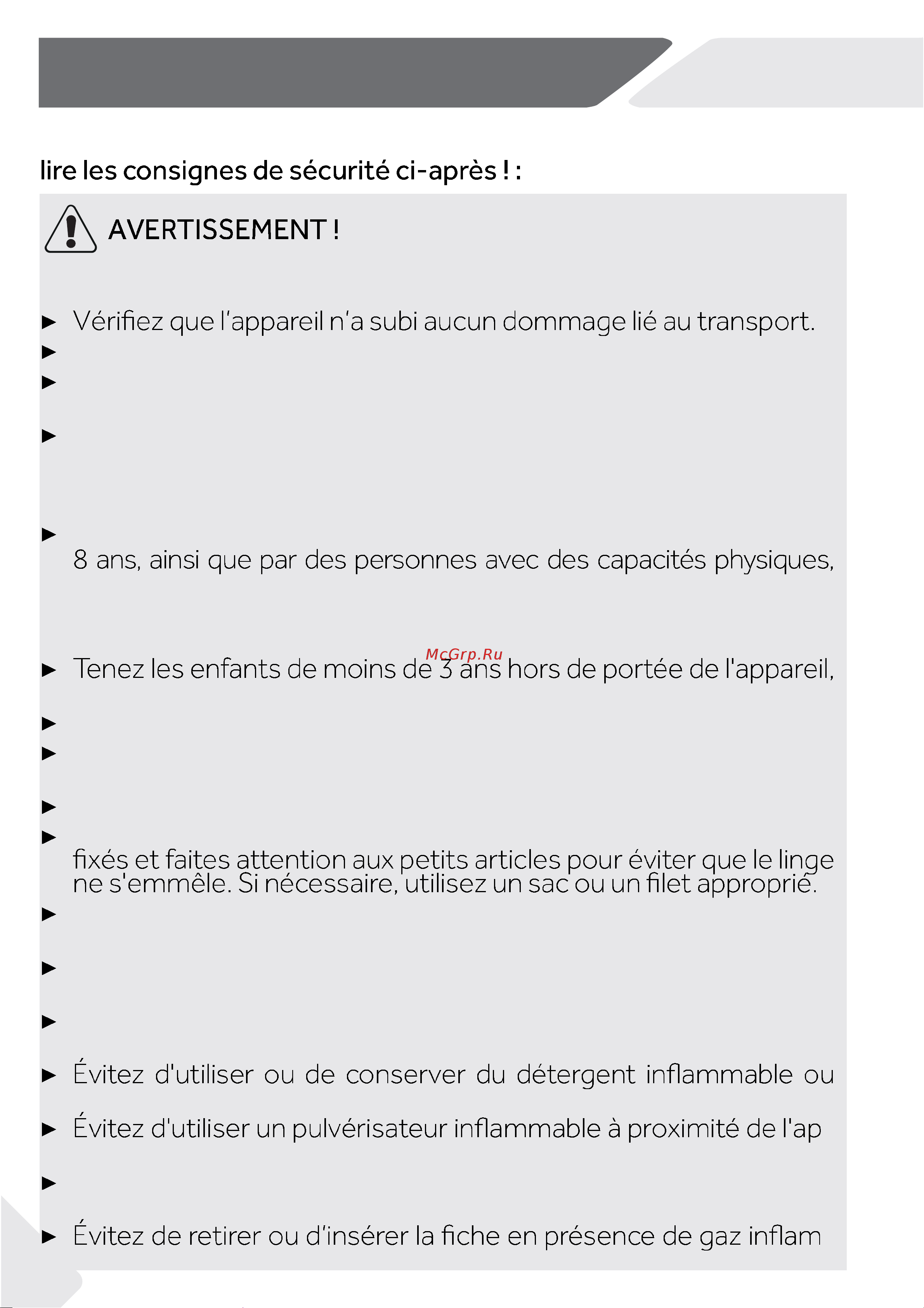 Haier HW90-B14636 [36/100] Consignes de sécurité