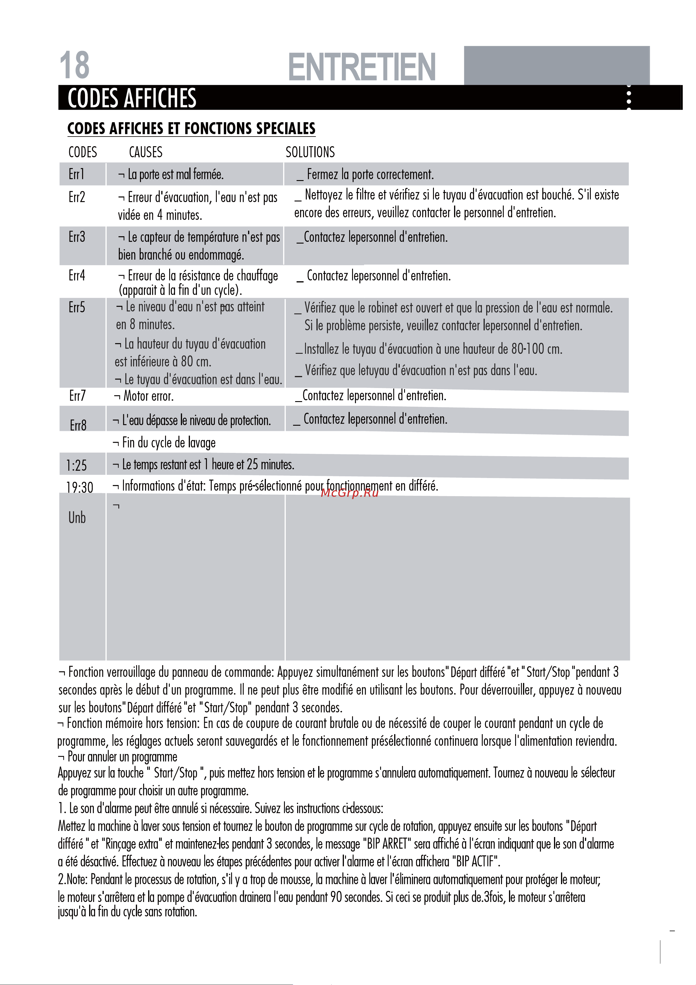 Haier HW70-1479S-DF [18/60] Au maximum admissible la machine