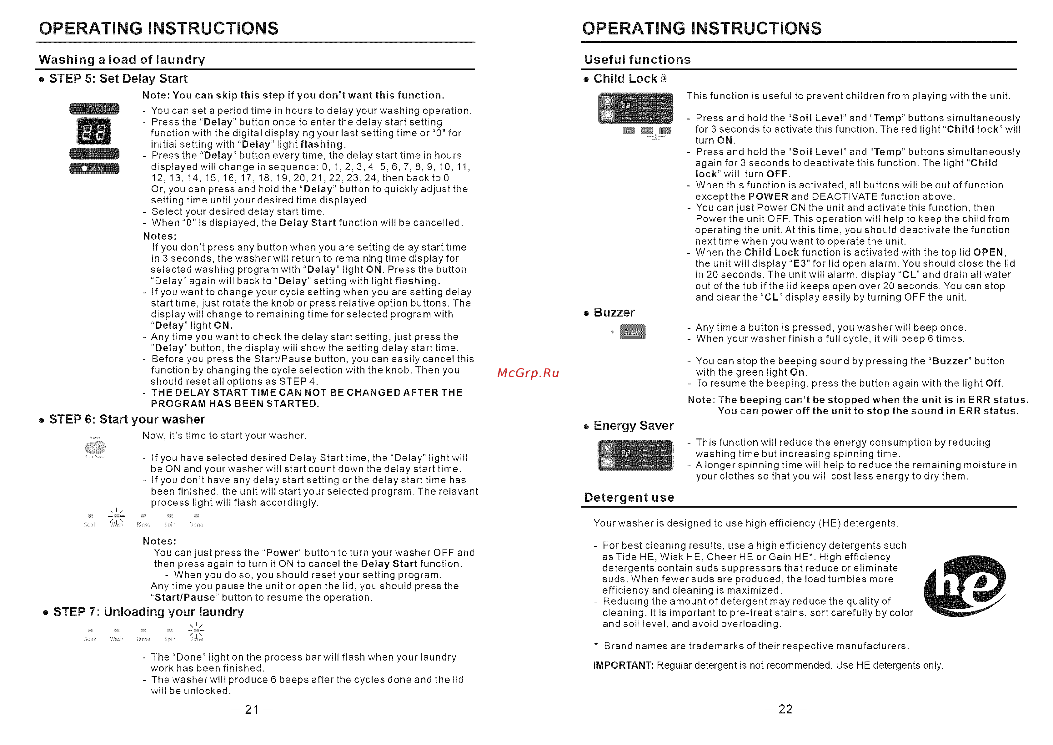 Haier HLTW600AXW [12/46] Operating instructions operating instructions