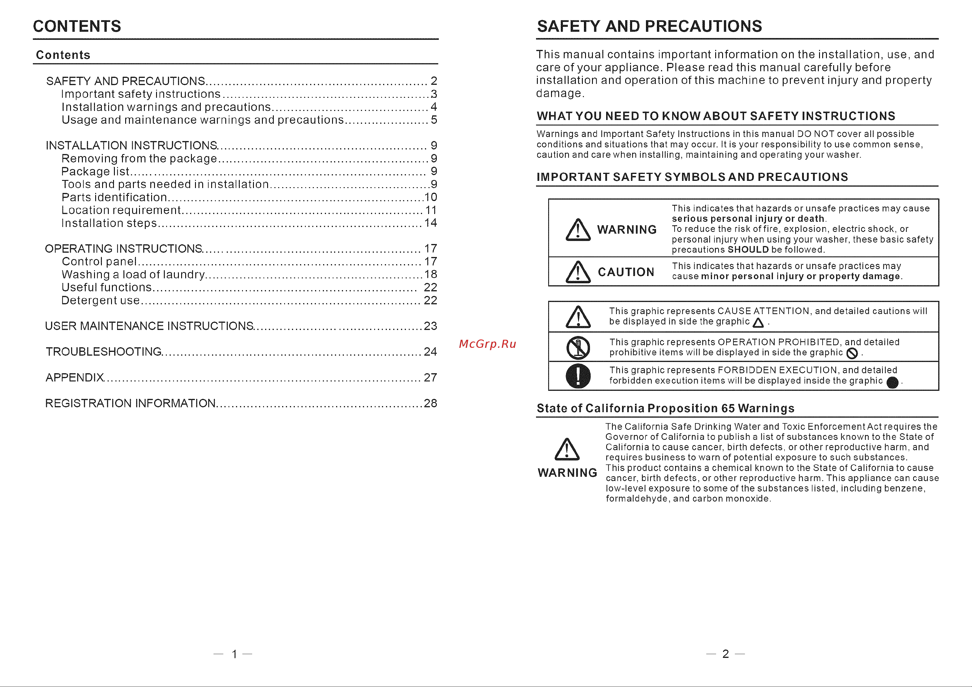 Haier HLTW600AXW [2/46] Contents safety and precautions