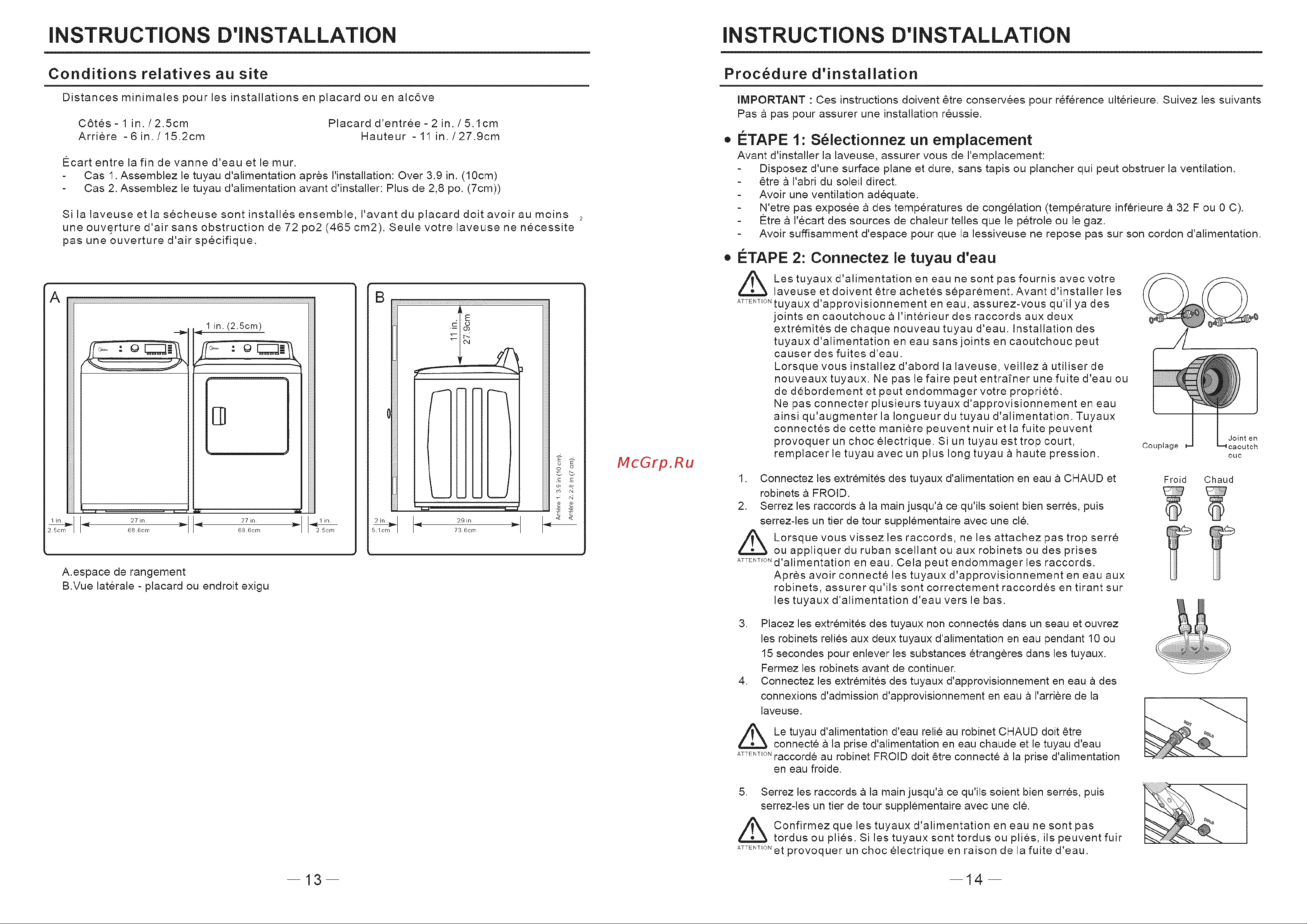 Haier HLTW600AXW [23/46] Instructions d installation instructions d installation