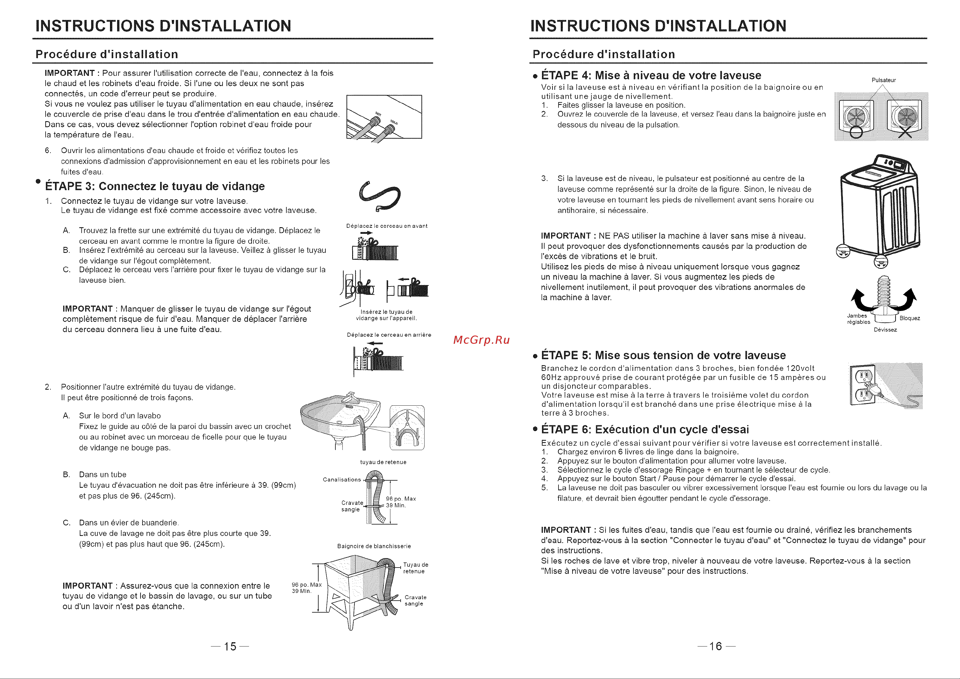 Haier HLTW600AXW [24/46] Instructions d installation instructions d installation