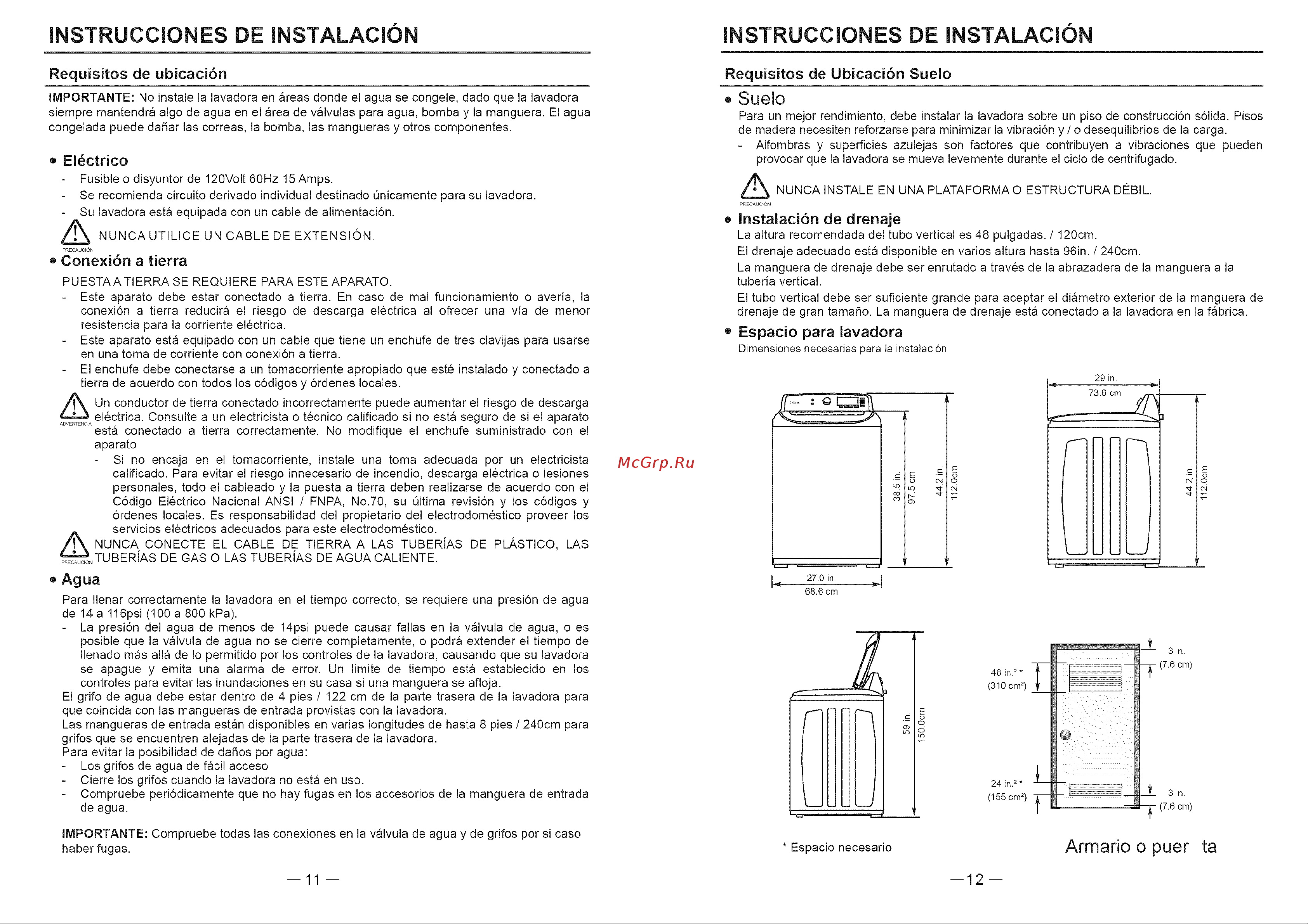 Haier HLTW600AXW [37/46] Instrucciones de instalación instrucciones de instalación