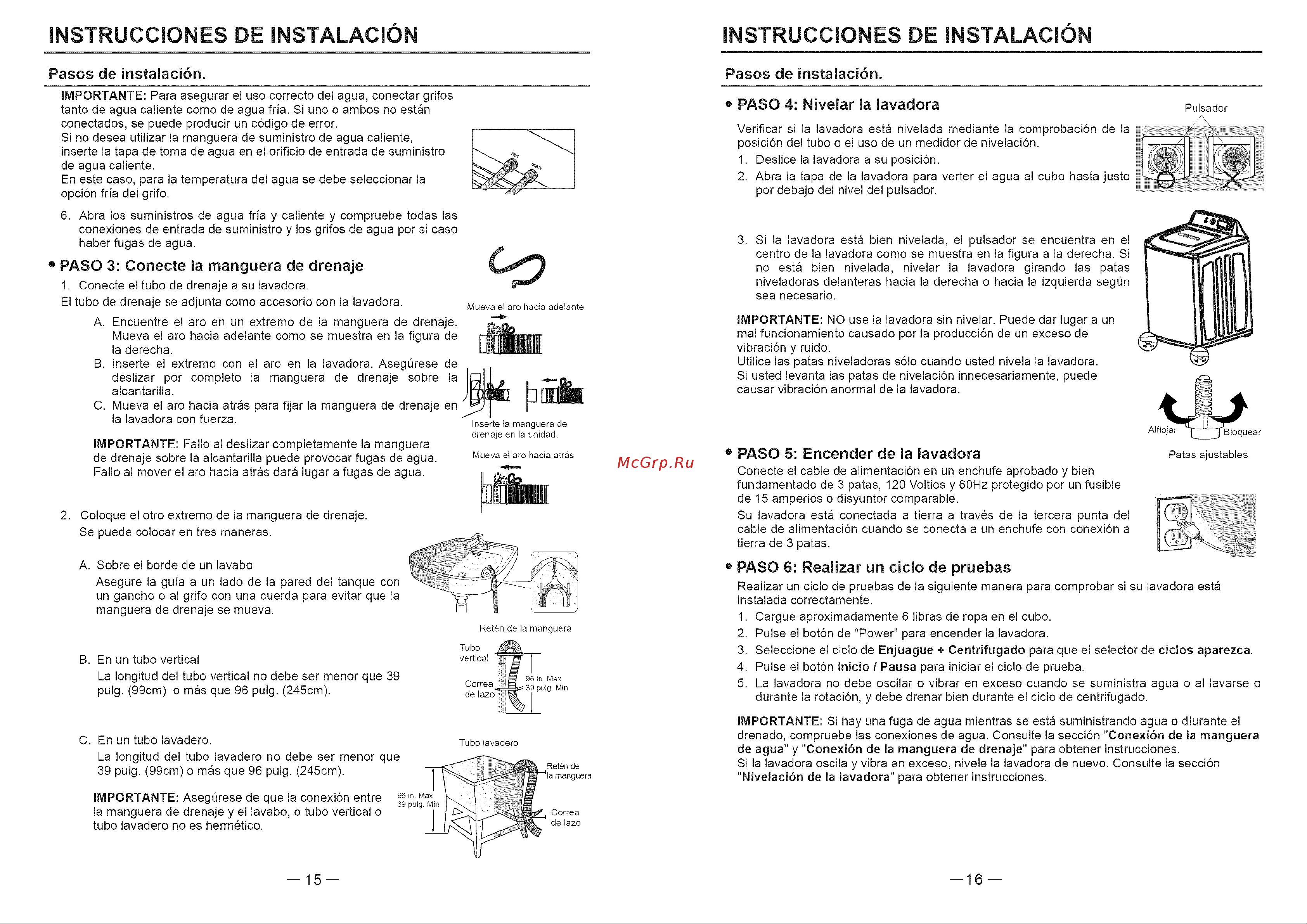 Haier HLTW600AXW [39/46] Instrucciones de instalación instrucciones de instalación