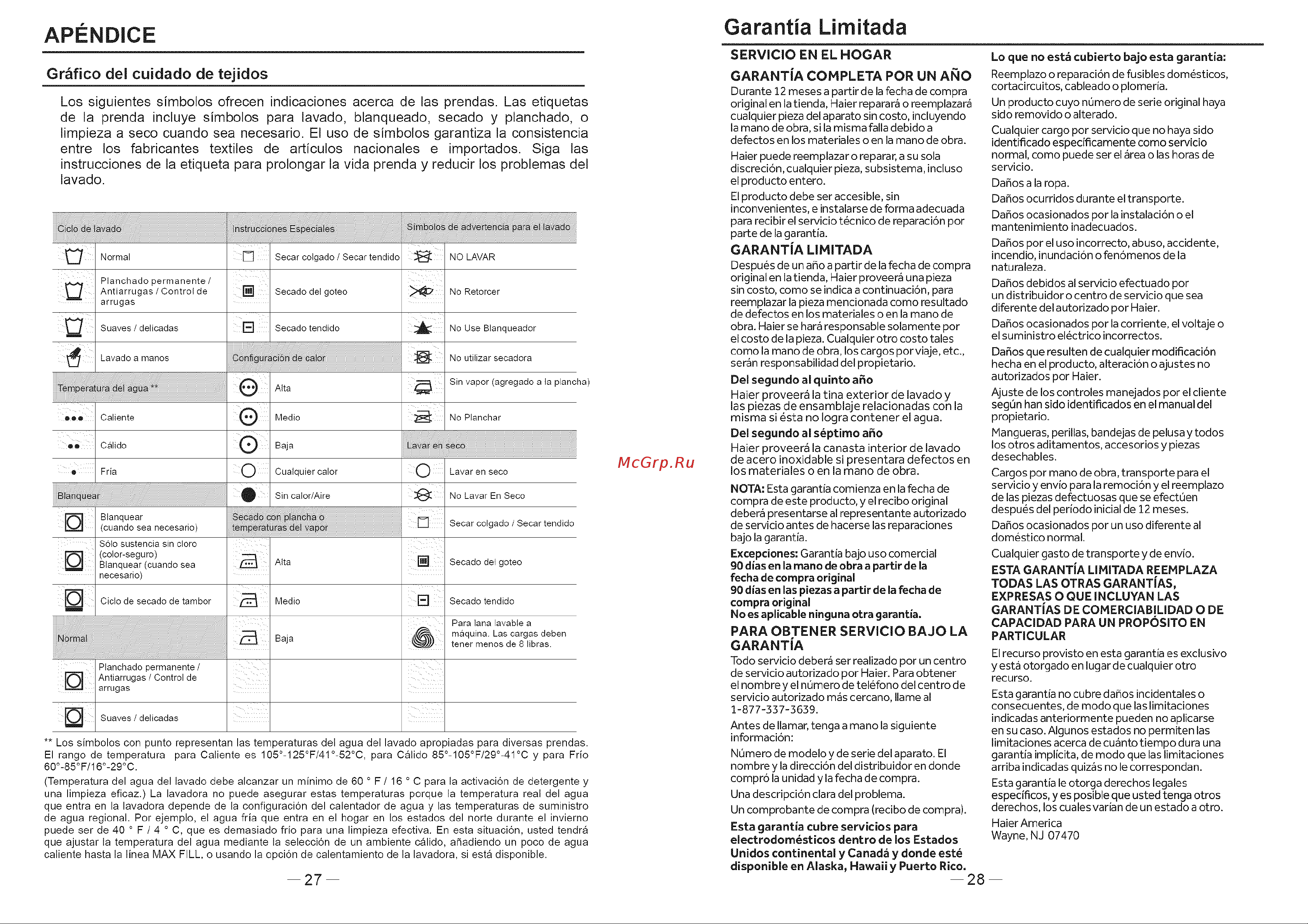Haier HLTW600AXW [45/46] Apendice garantía limitada