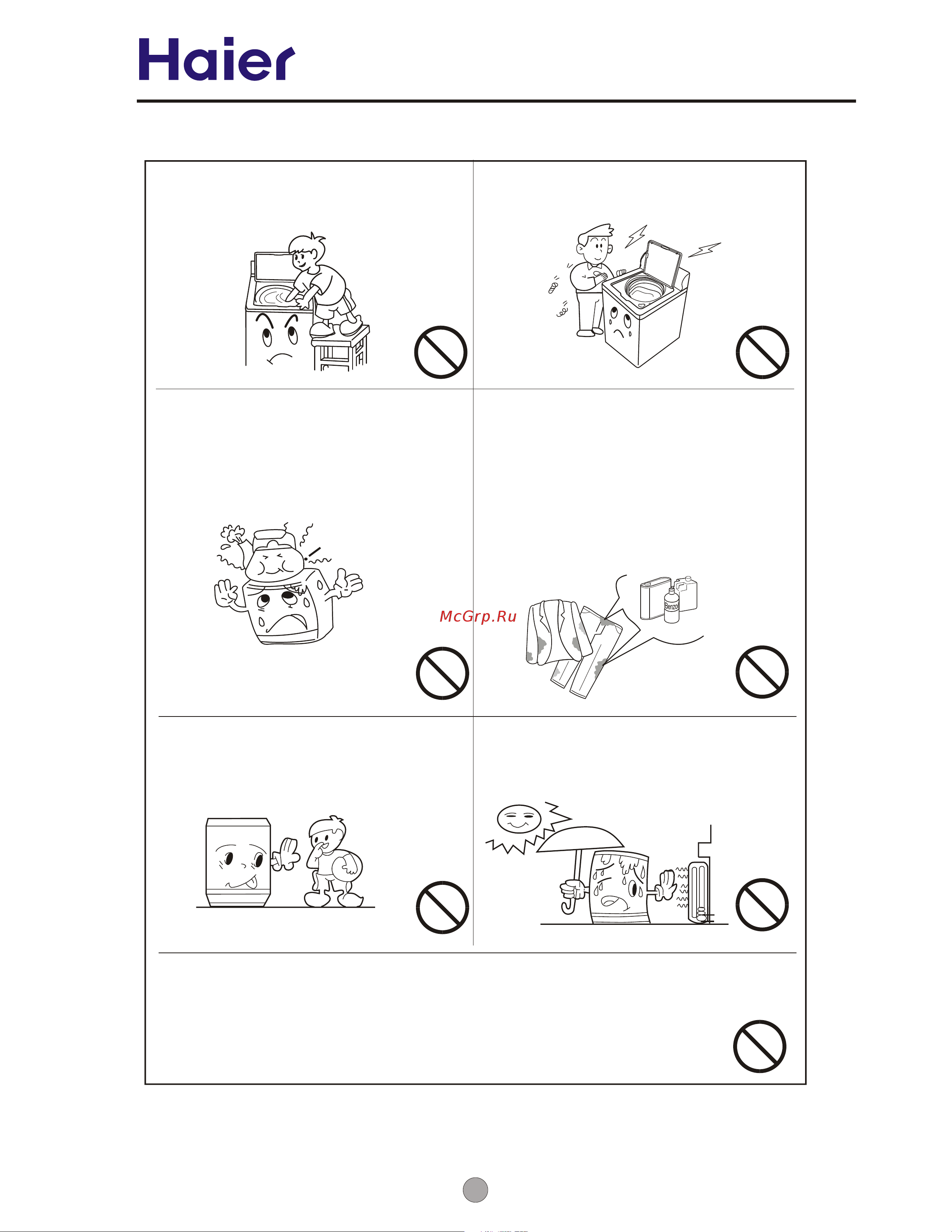 Haier GWT800AW [6/26] Warning and cautions