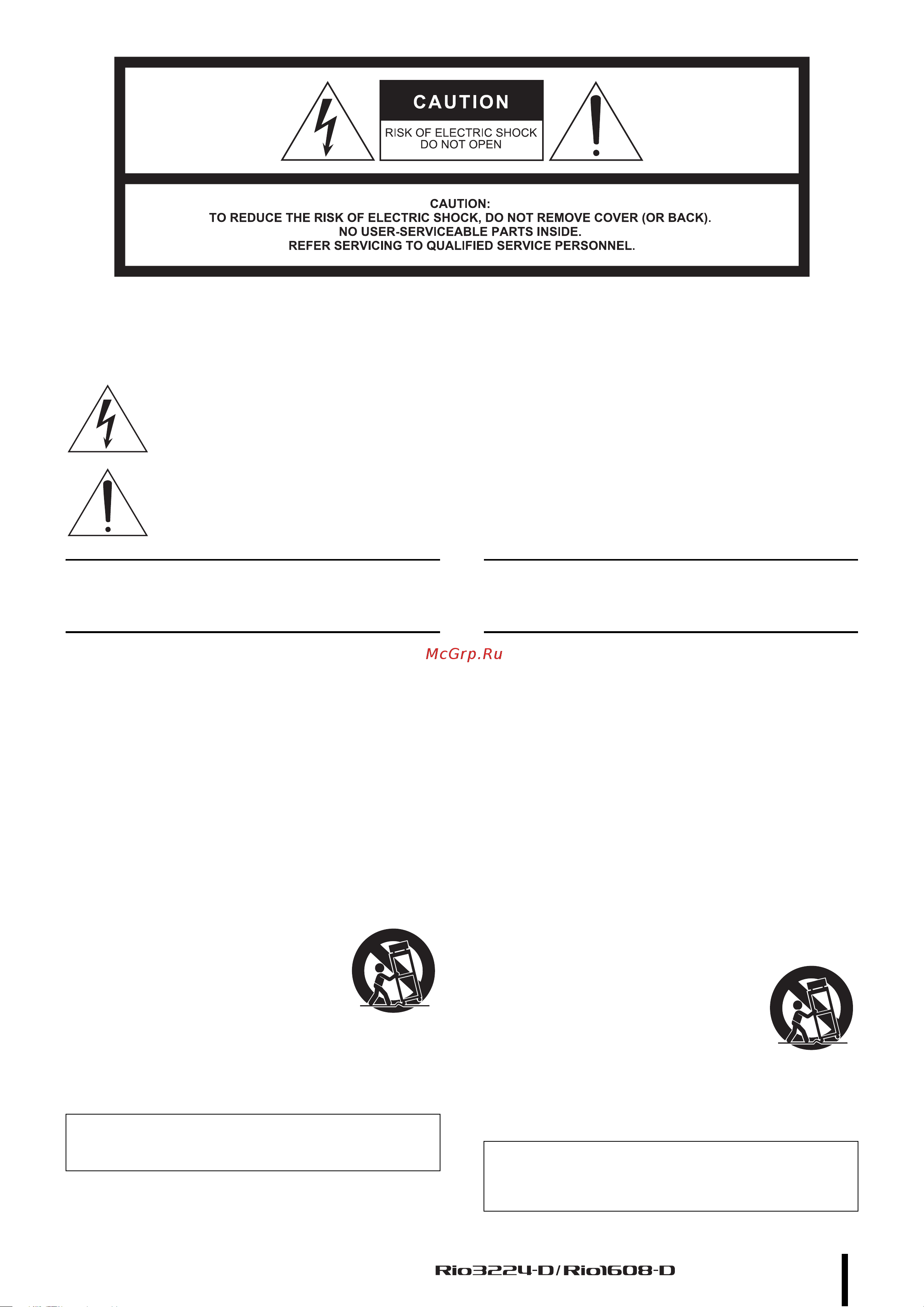 Yamaha Rio3224-D [3/24] Important safety instructions