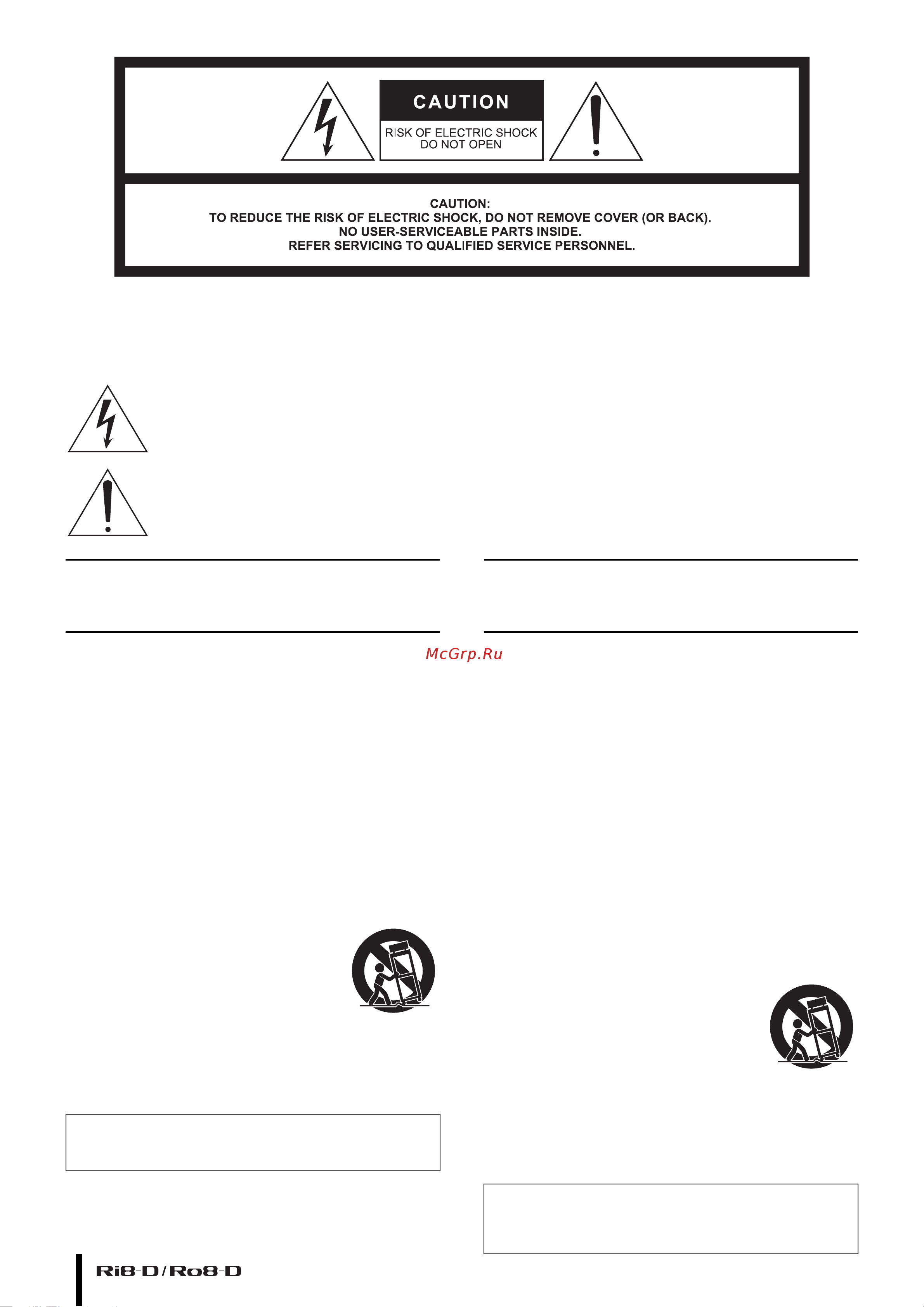 Yamaha Ro8-D [2/26] Important safety instructions