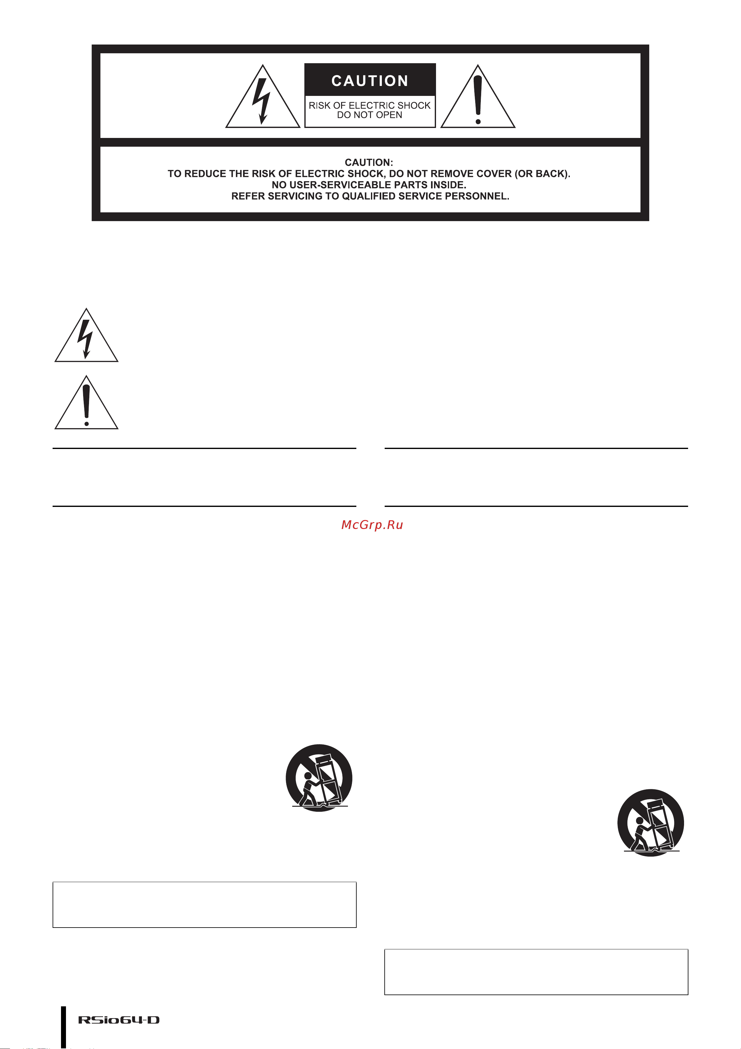 Yamaha RSio64-D [2/30] Important safety instructions