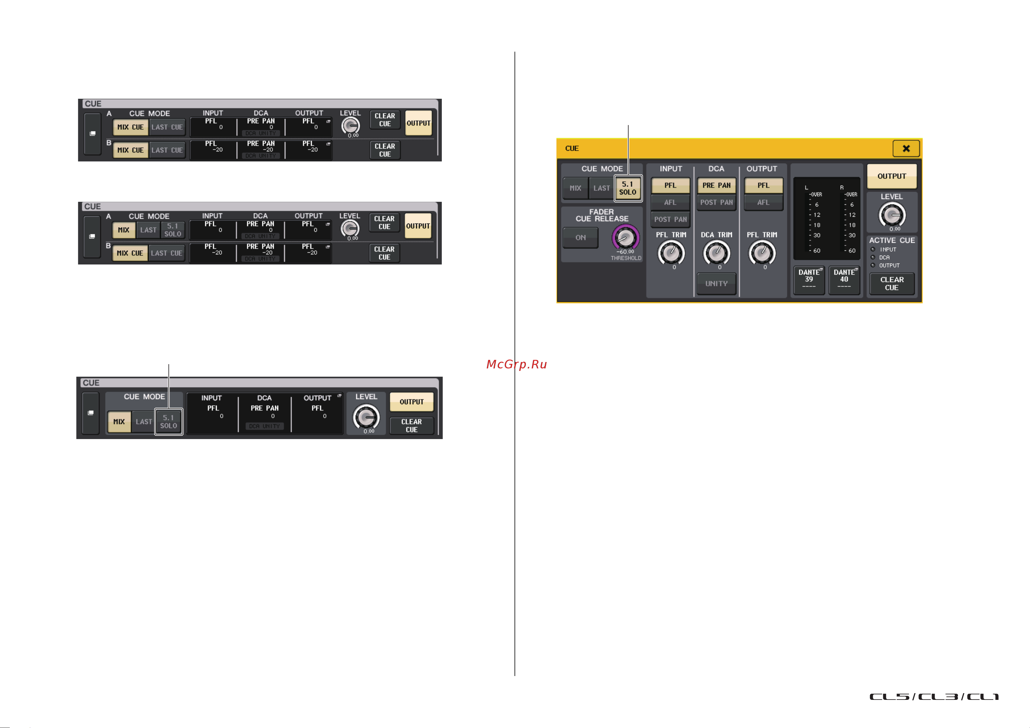 Yamaha CL5 [128/337] Экран cue режим объемного звучания