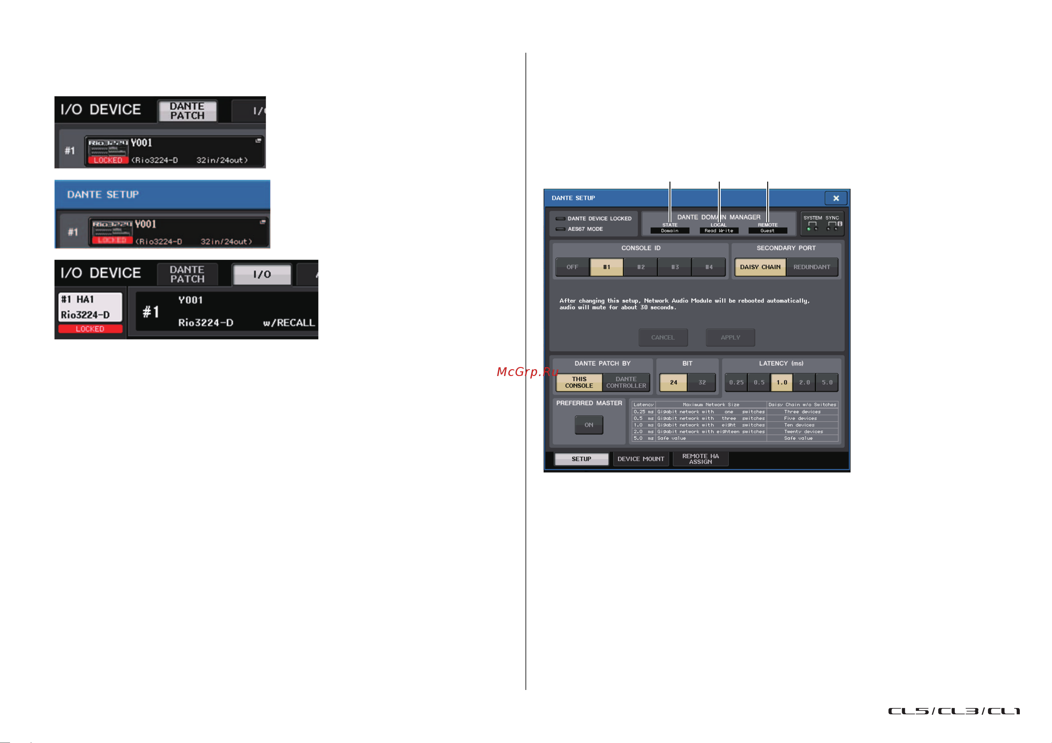 Yamaha CL3 [259/337] Поддержка dante domain manager