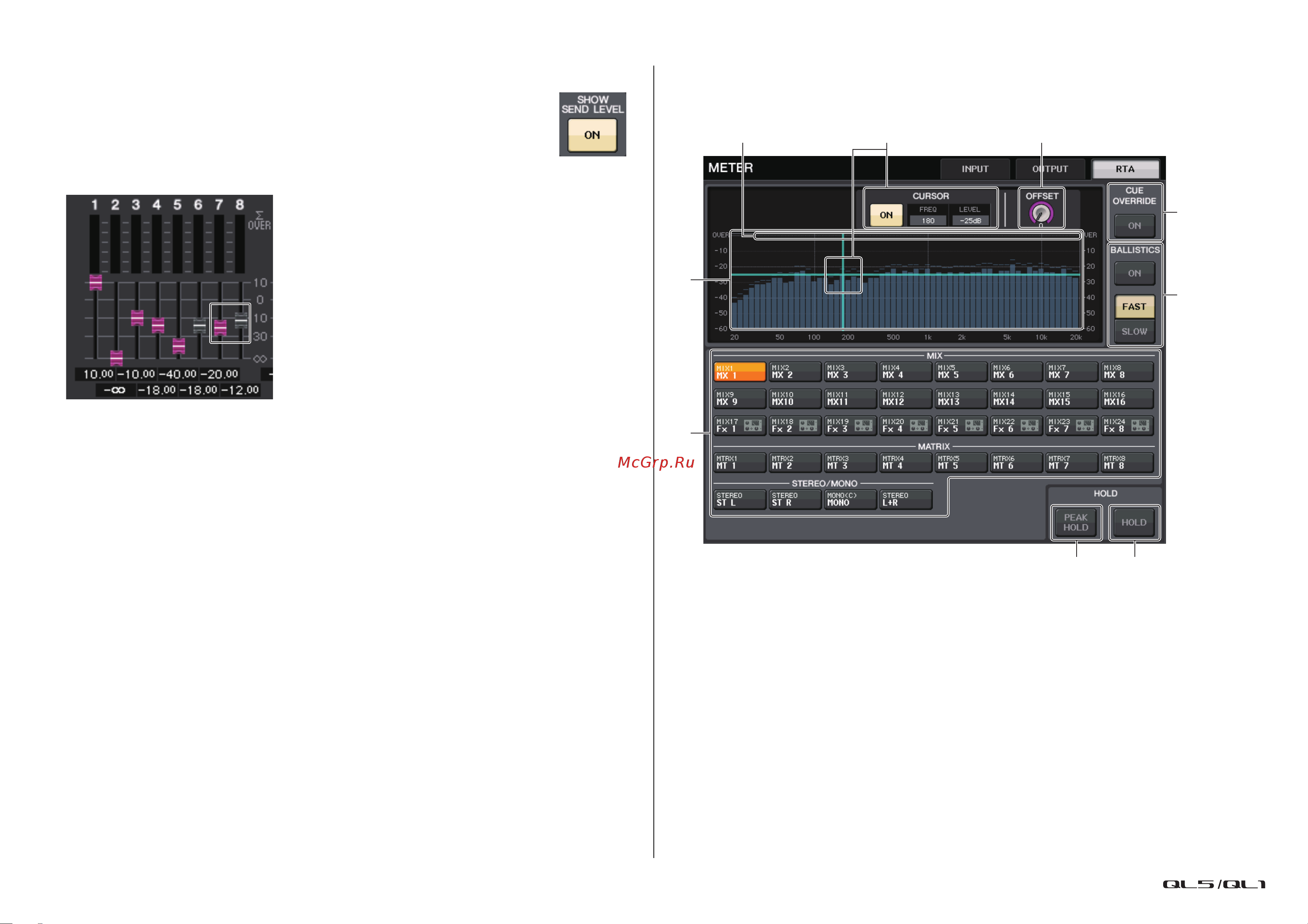 Yamaha QL1 [125/324] Кнопка show send level